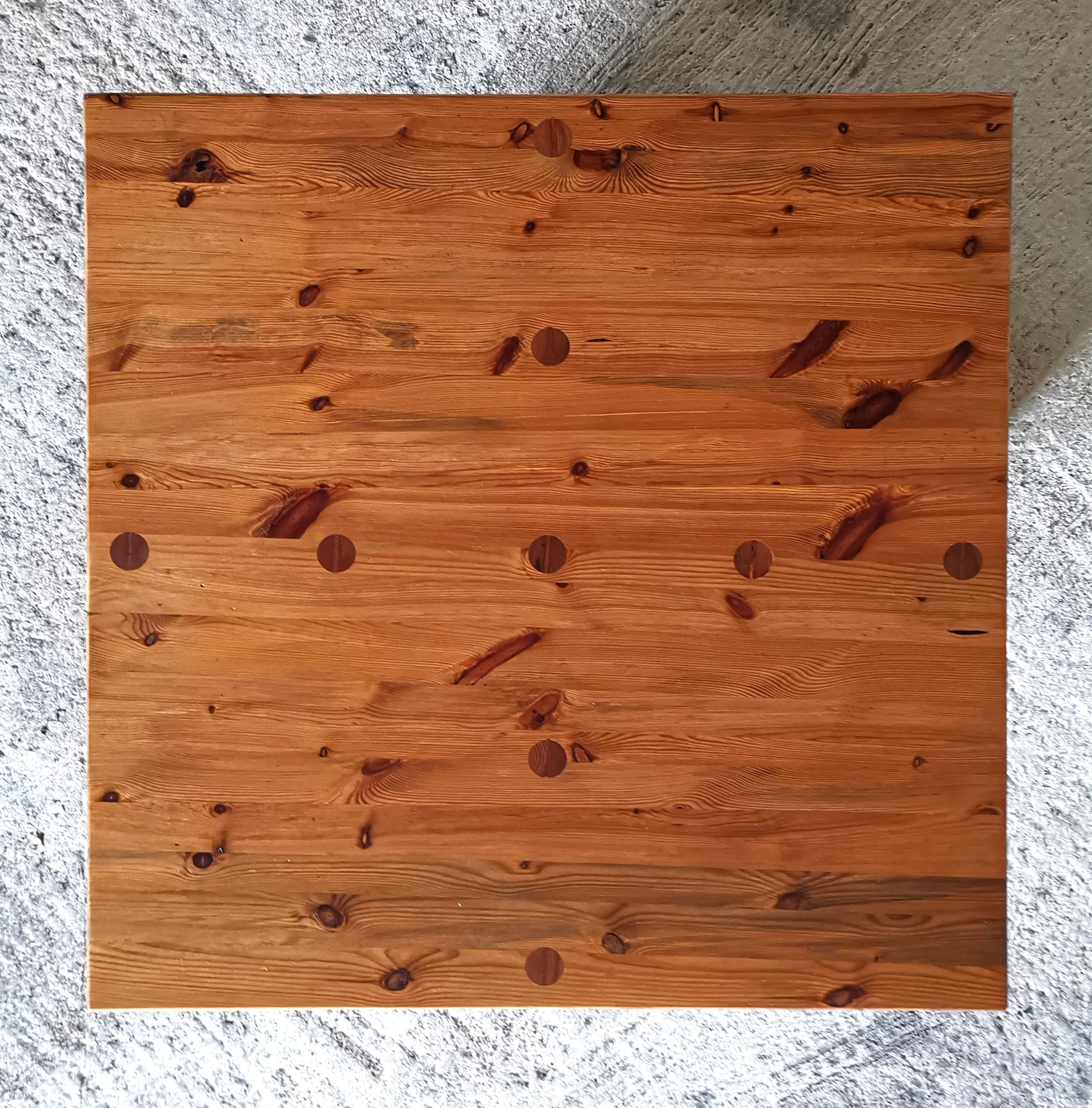 Joinery Monumental minimalist Sven Larsson Solid Pine Coffee Table Sweden, 1970s For Sale