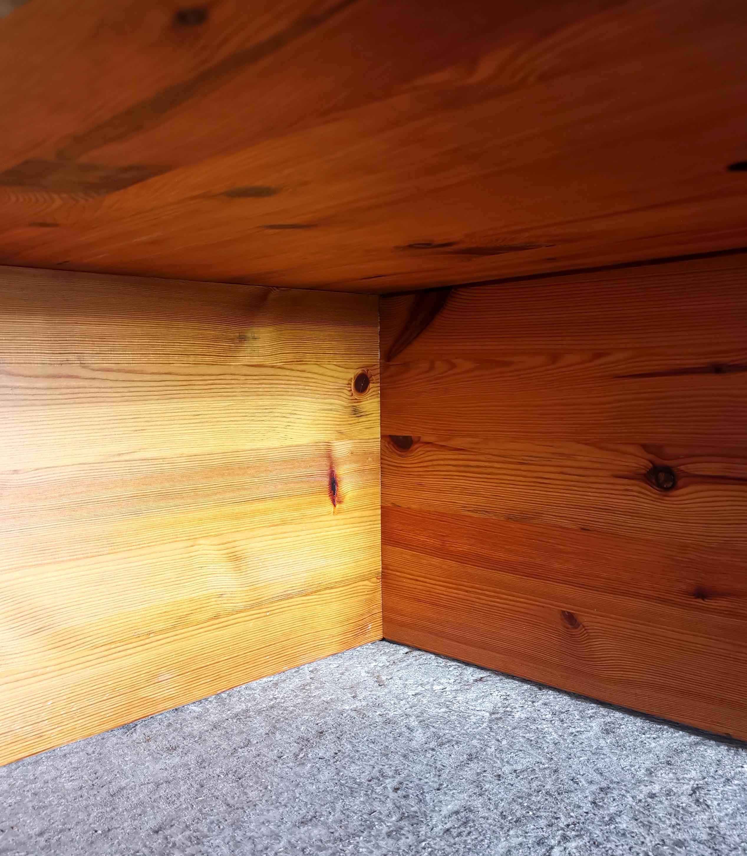 Monumental minimalist Sven Larsson Solid Pine Coffee Table Sweden, 1970s For Sale 2