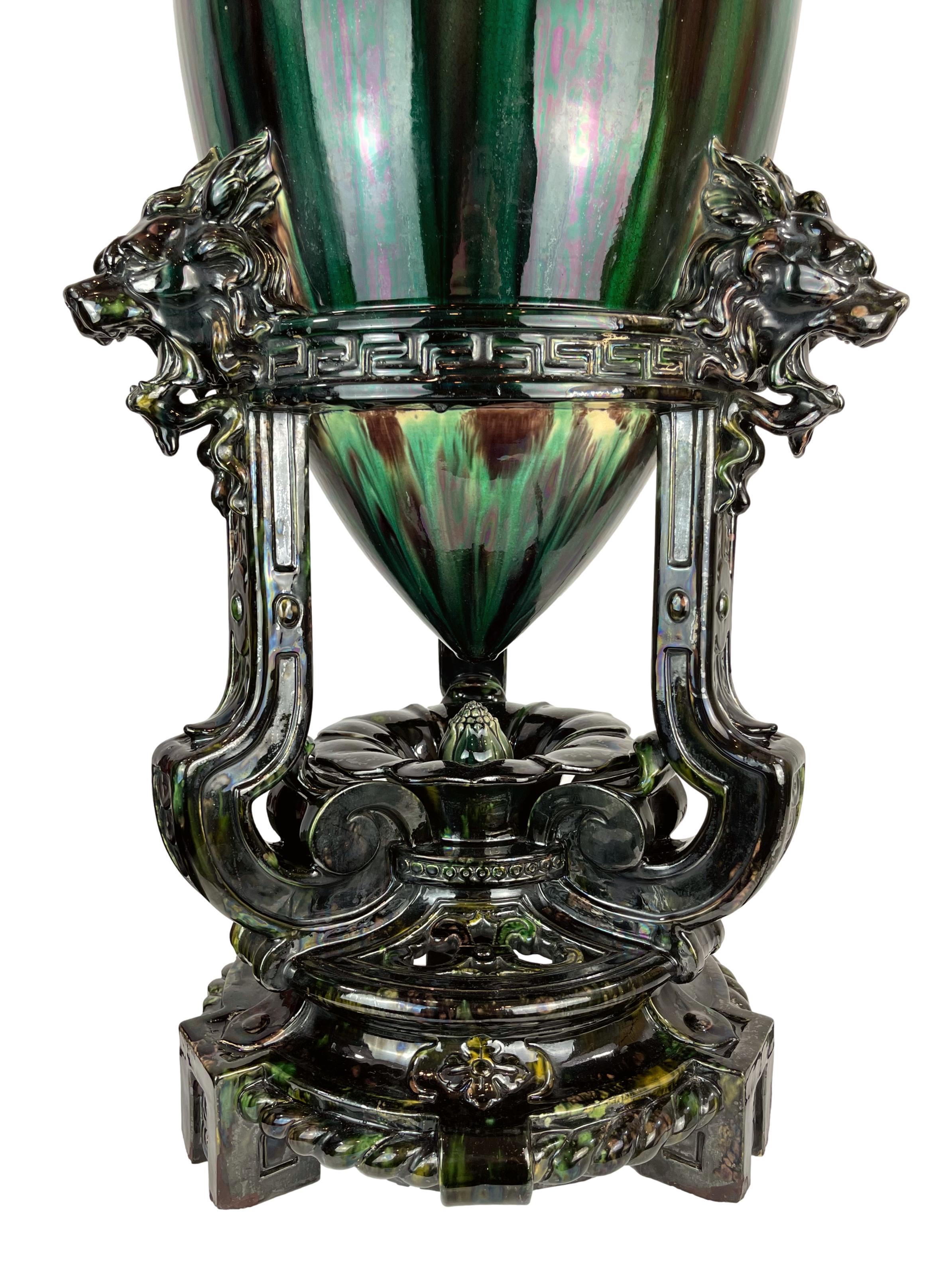 Monumental Minton Majolica Amphora Vase, 1879, Attrib. to Christopher Dresser 3