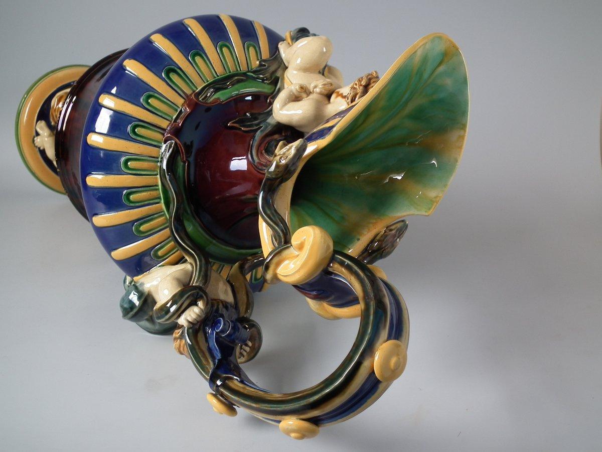 Monumental Minton Majolica Ewer and Stand For Sale 3
