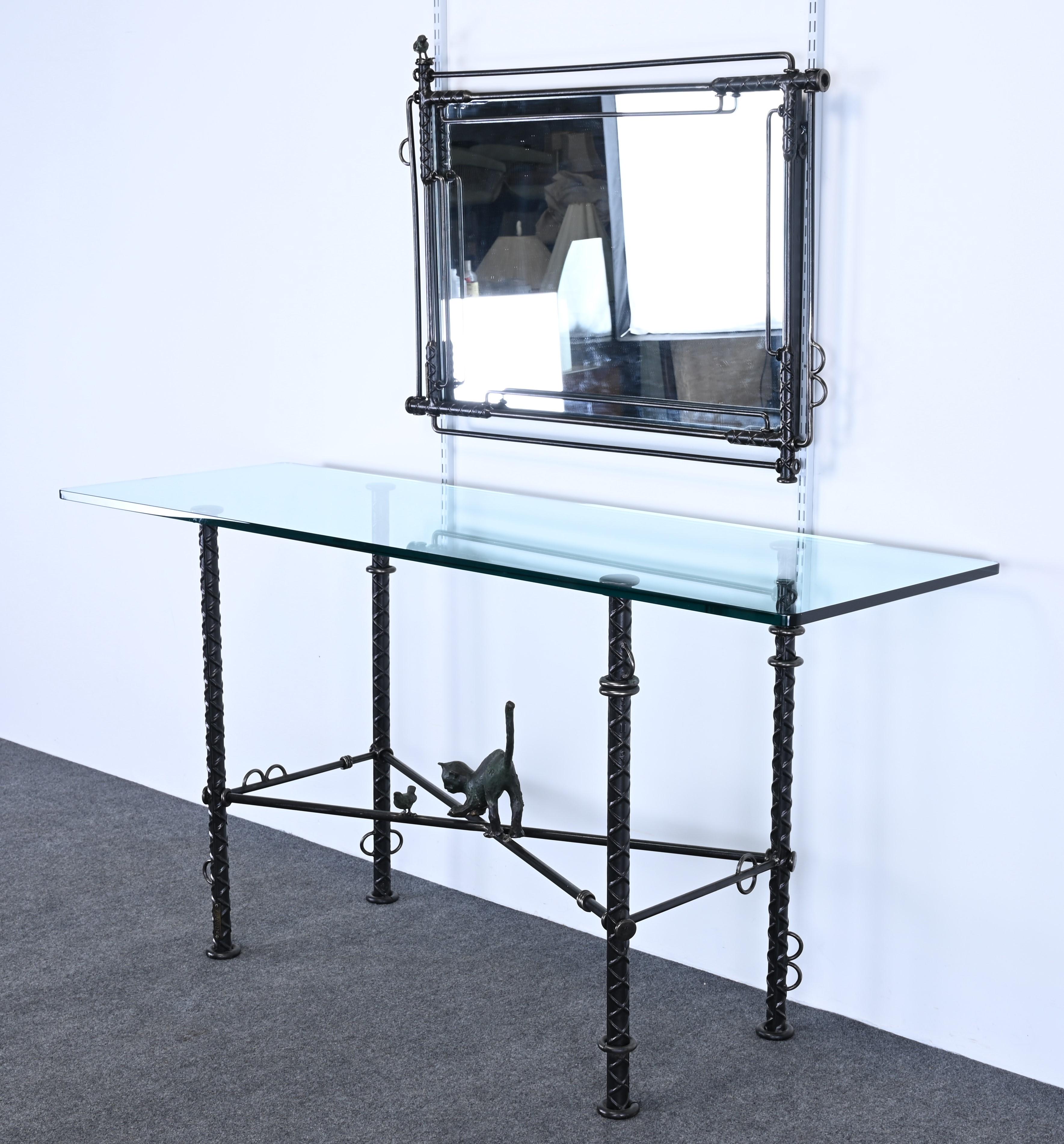 Mid-Century Modern Monumental Mirror and Console Table by Ilana Goor, 1980s For Sale