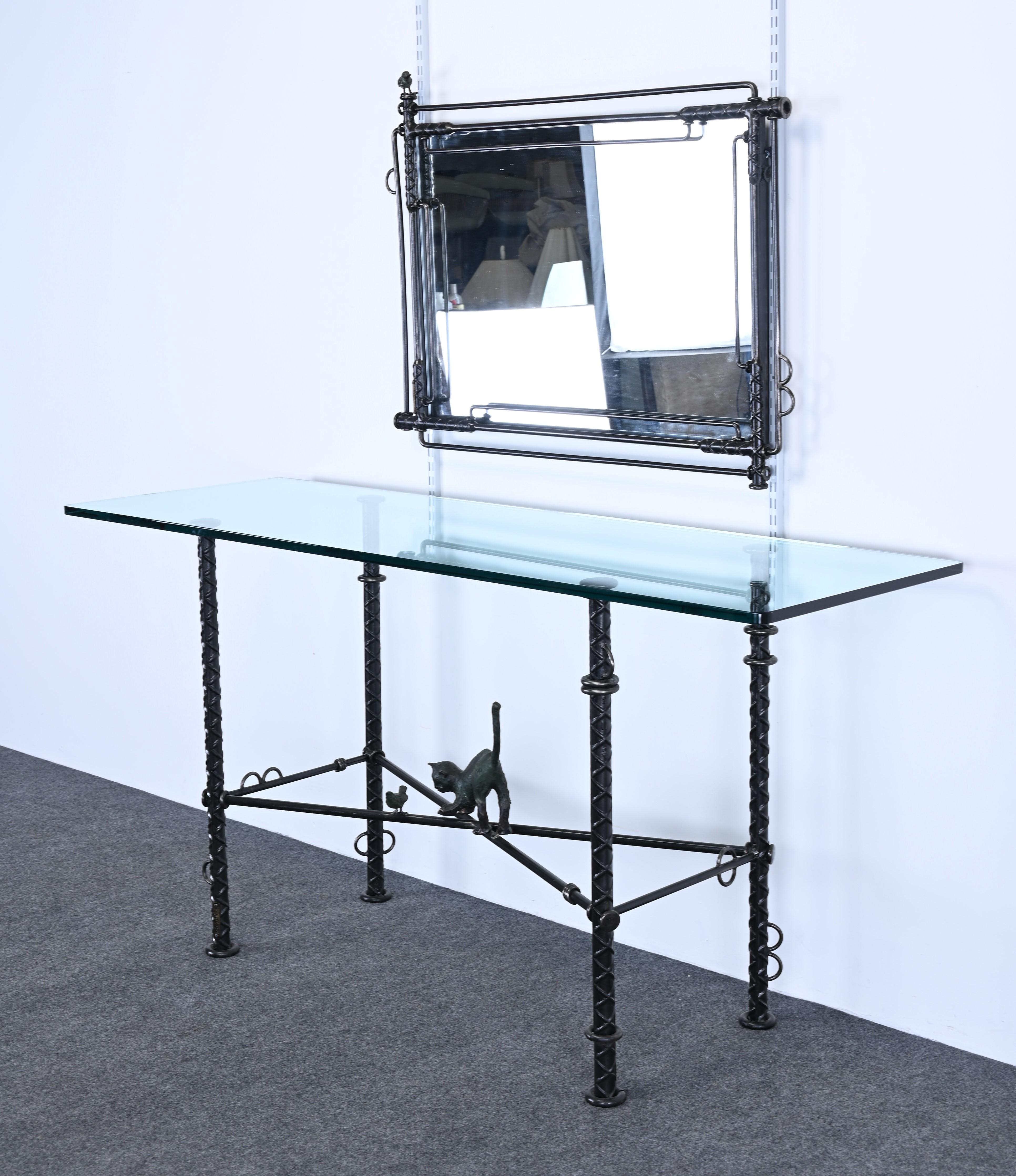 Israeli Monumental Mirror and Console Table by Ilana Goor, 1980s For Sale