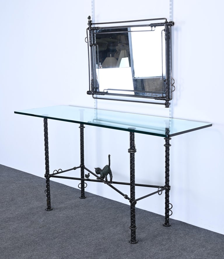 Monumental Mirror and Console Table by Ilana Goor, 1980s In Good Condition For Sale In Hamburg, PA