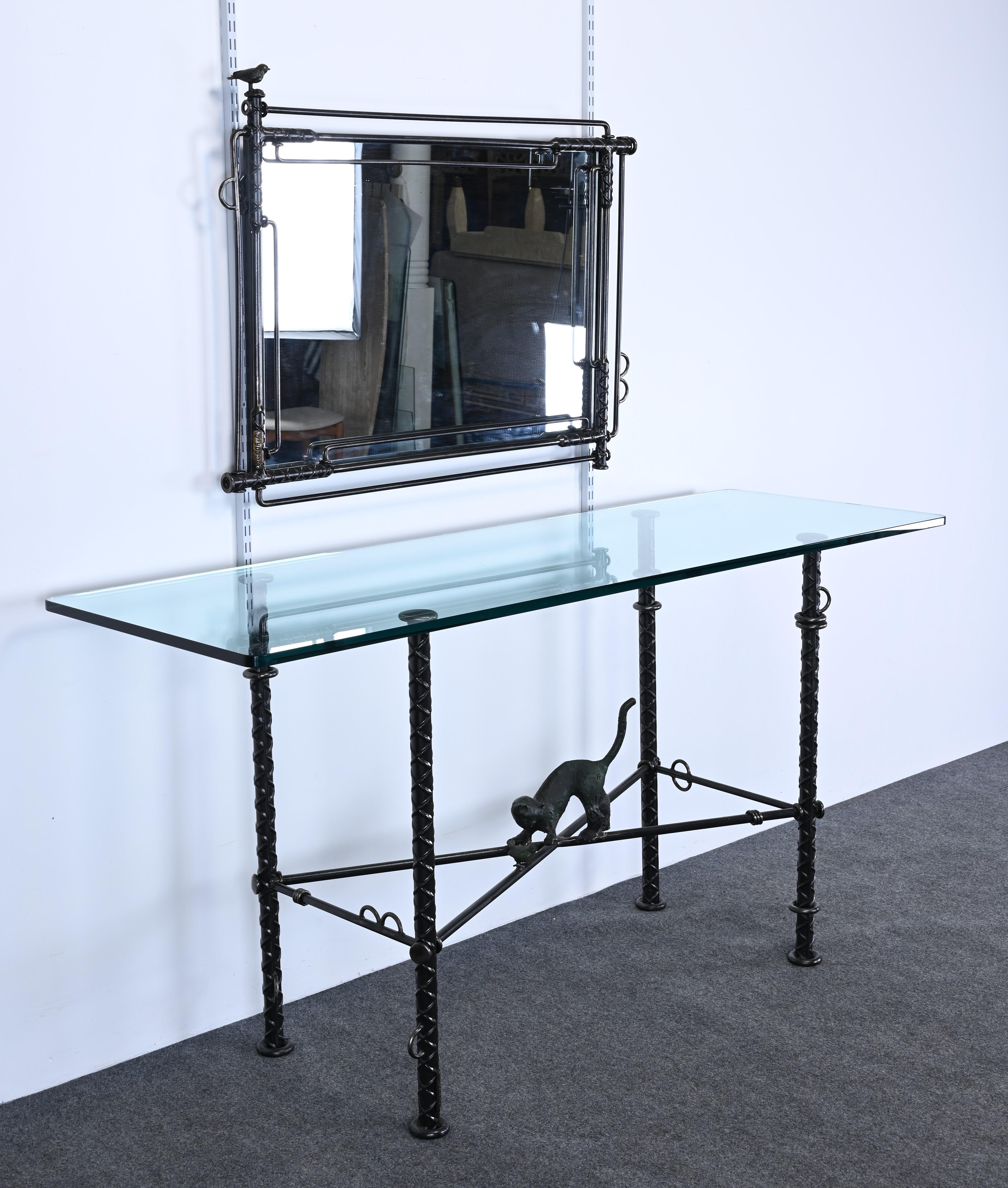 Monumental Mirror and Console Table by Ilana Goor, 1980s In Good Condition For Sale In Hamburg, PA