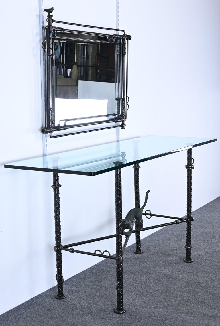 Bronze Monumental Mirror and Console Table by Ilana Goor, 1980s For Sale