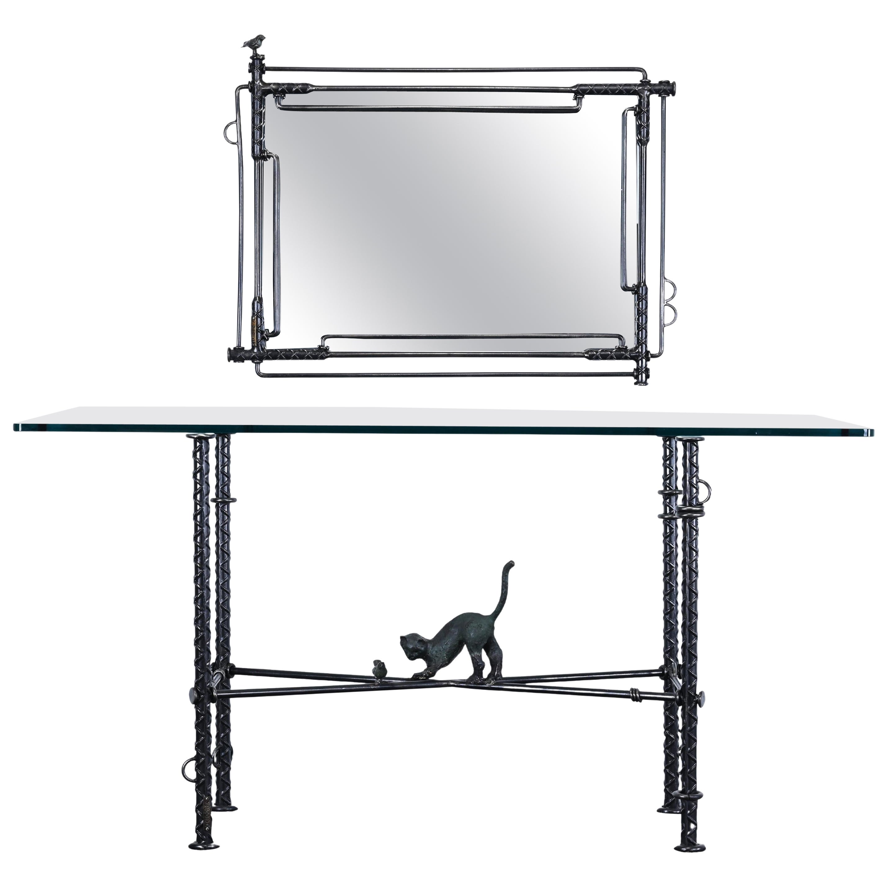 Monumental Mirror and Console Table by Ilana Goor, 1980s