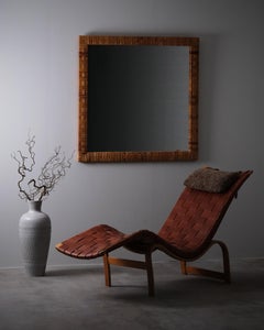 Monumentaler Spiegel eines unbekannten Designers aus geflochtenem Rattan, Schweden, 1940er Jahre