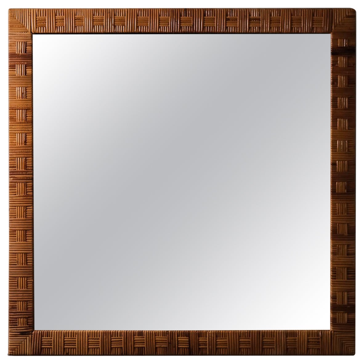 Monumental Mirror by Unknown Designer in Woven Rattan, Sweden, 1940s