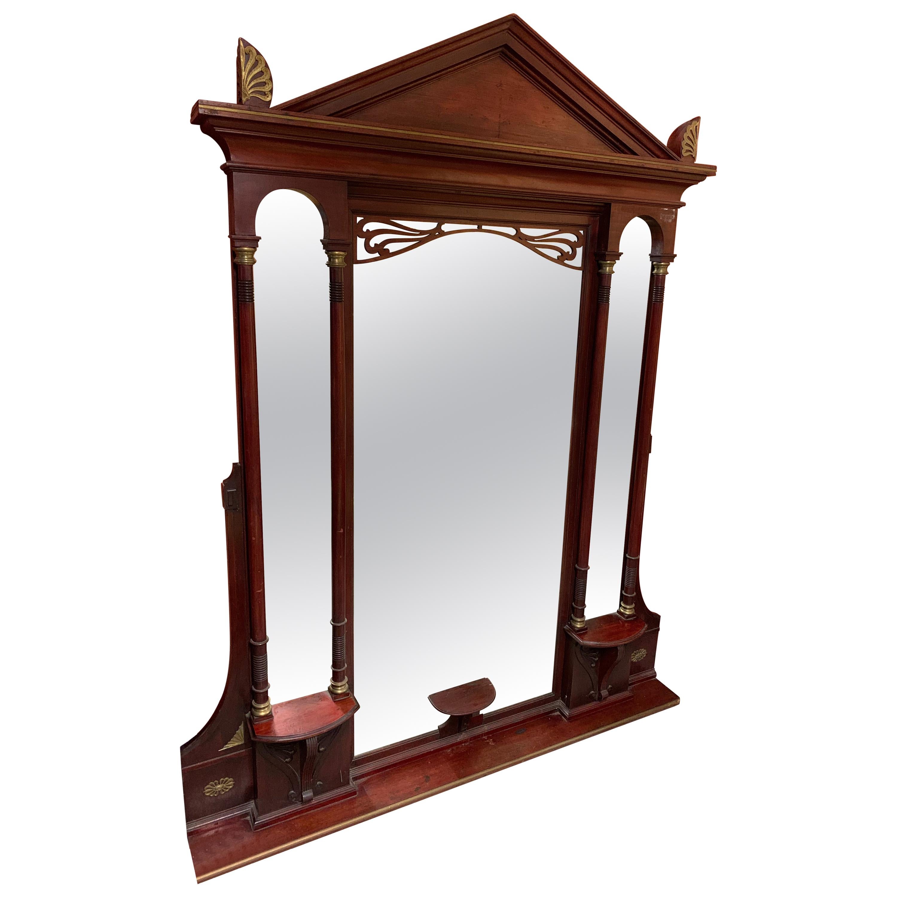 Monumental Mirror in antique Empire Style circa 1900 Mahogany