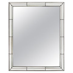 Monumental Mirror with Border Glass 
Dark Silvered Frame after France, 1940
s