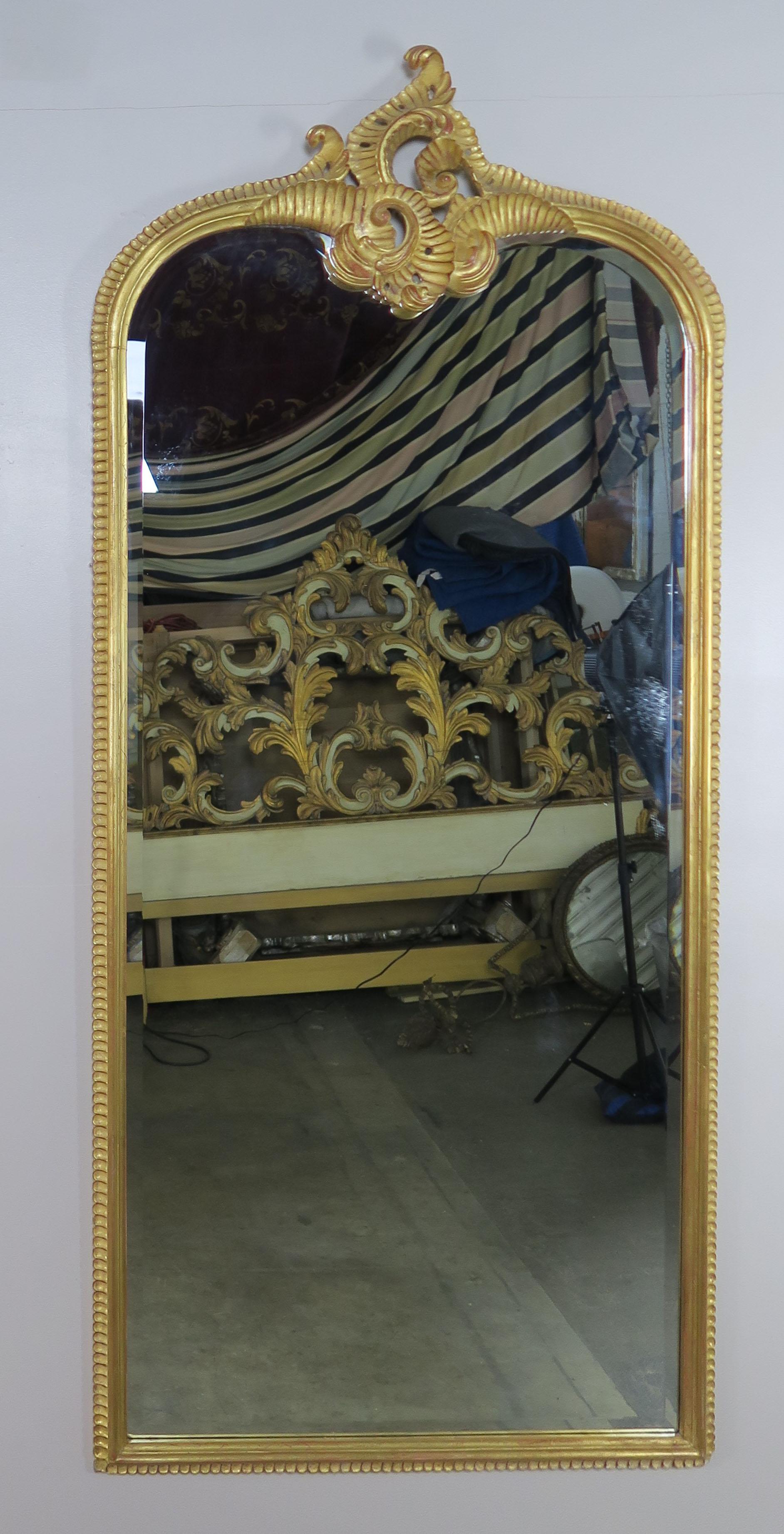 Monumental Mirrors Carved Wood Gilt Wood Mirrors, Pair 6
