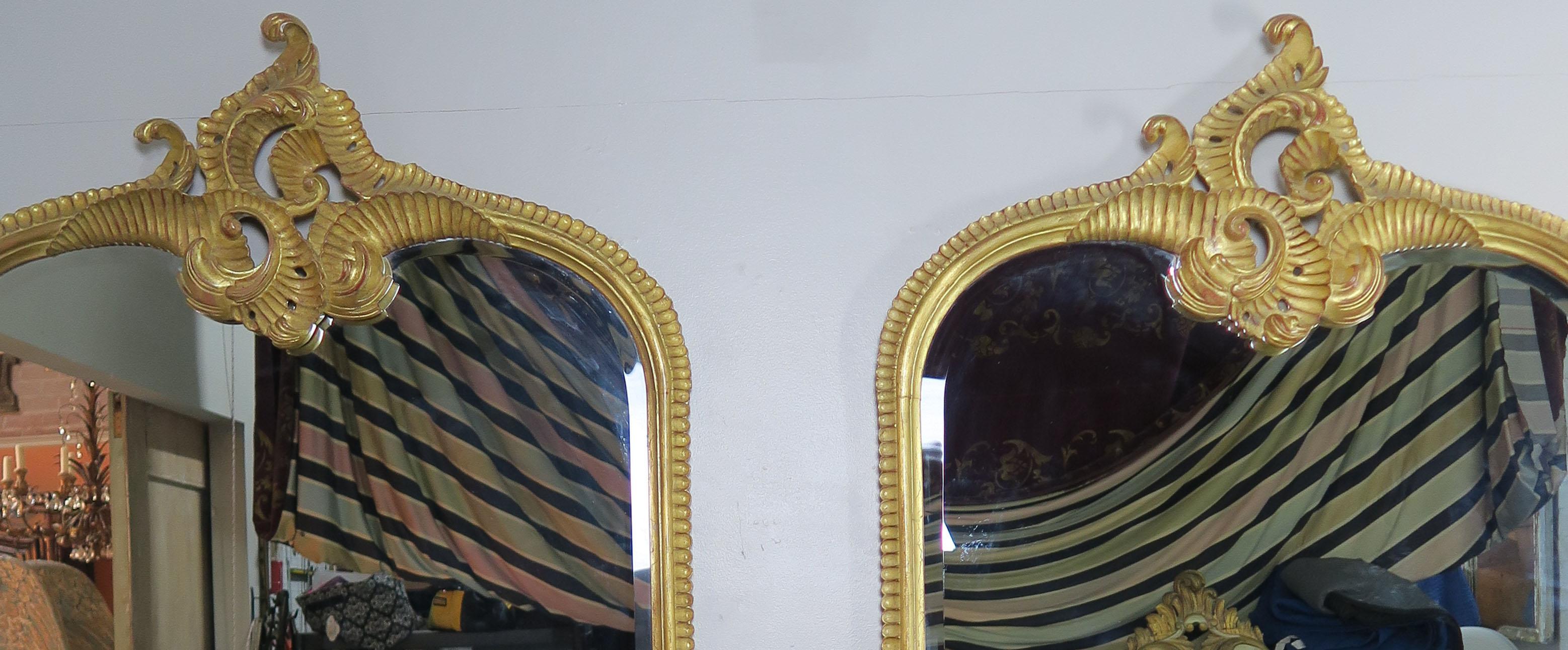 Monumental Mirrors Carved Wood Gilt Wood Mirrors, Pair 1