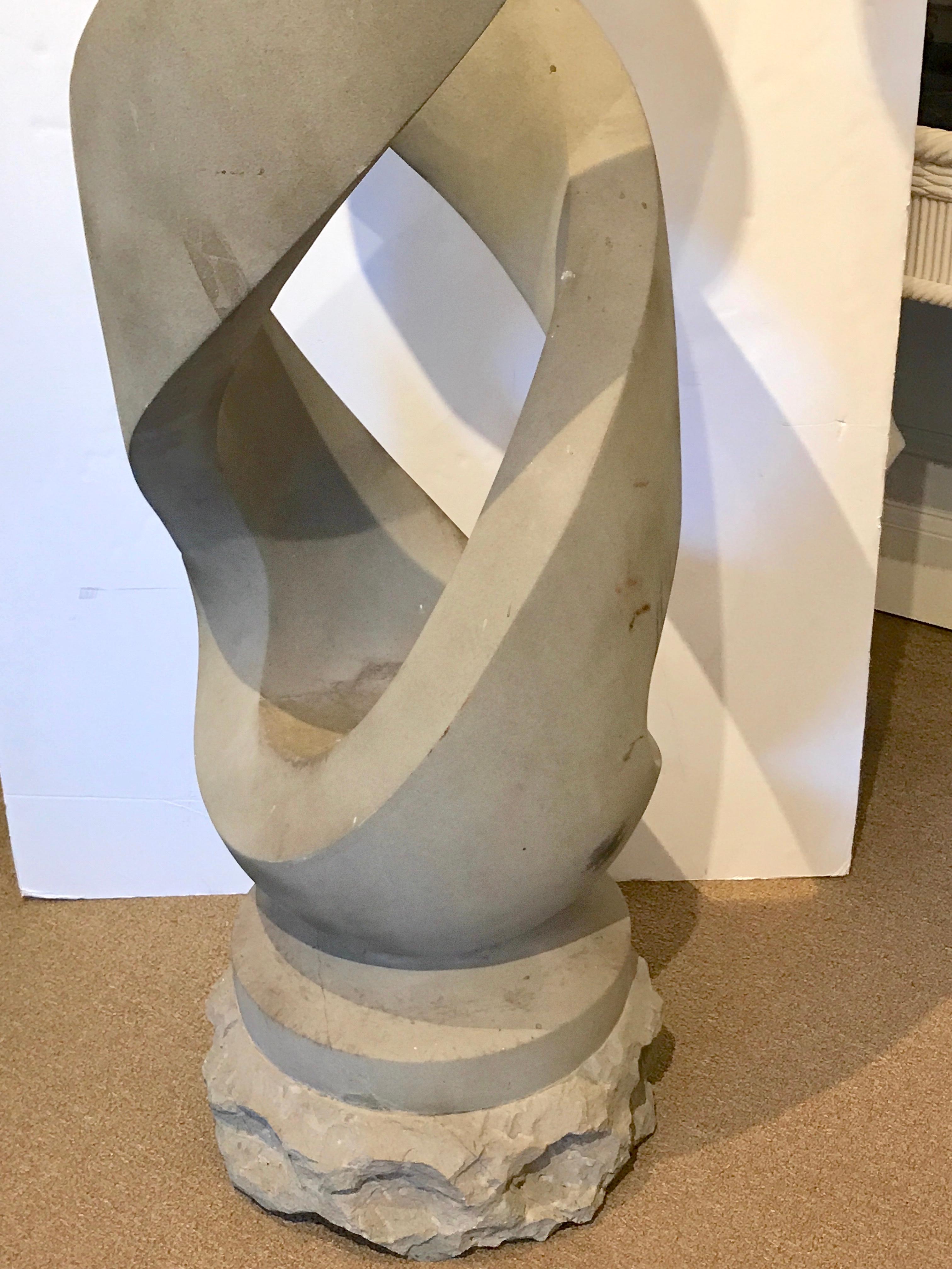 Monumental Modern Carved Limestone Spiral Sculpture 6