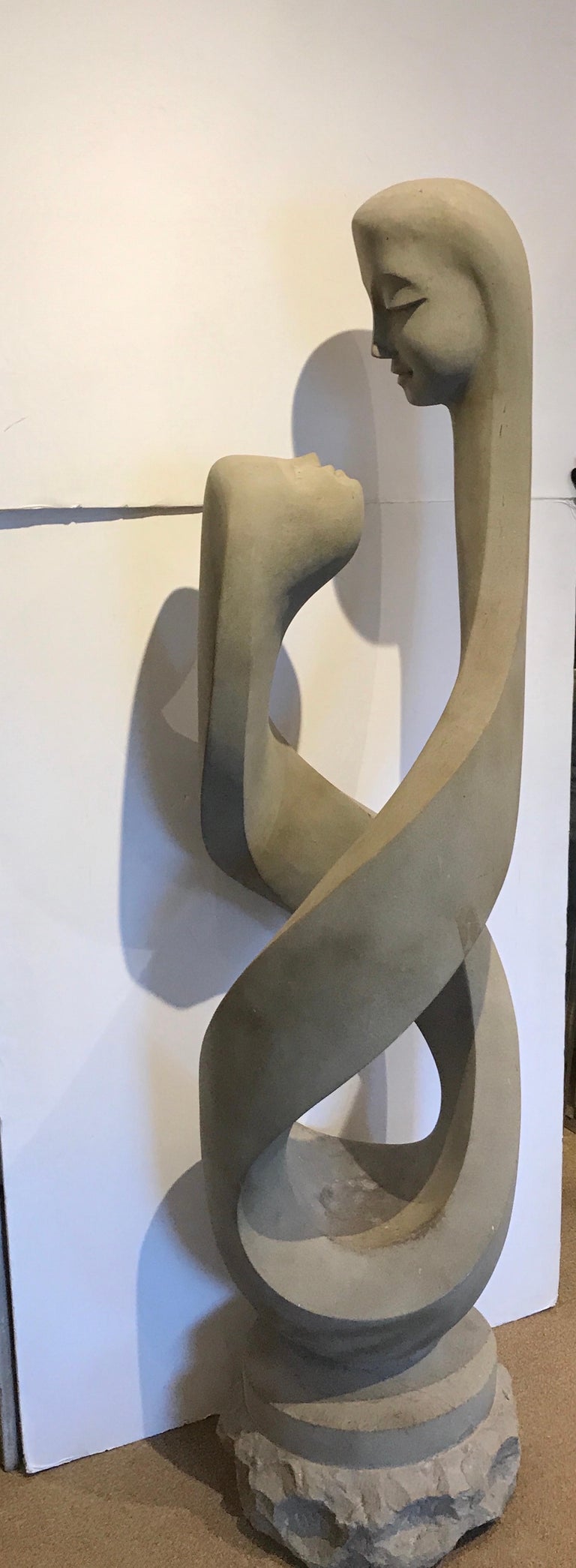 Monumental Modern Carved Limestone Spiral Sculpture at 1stDibs