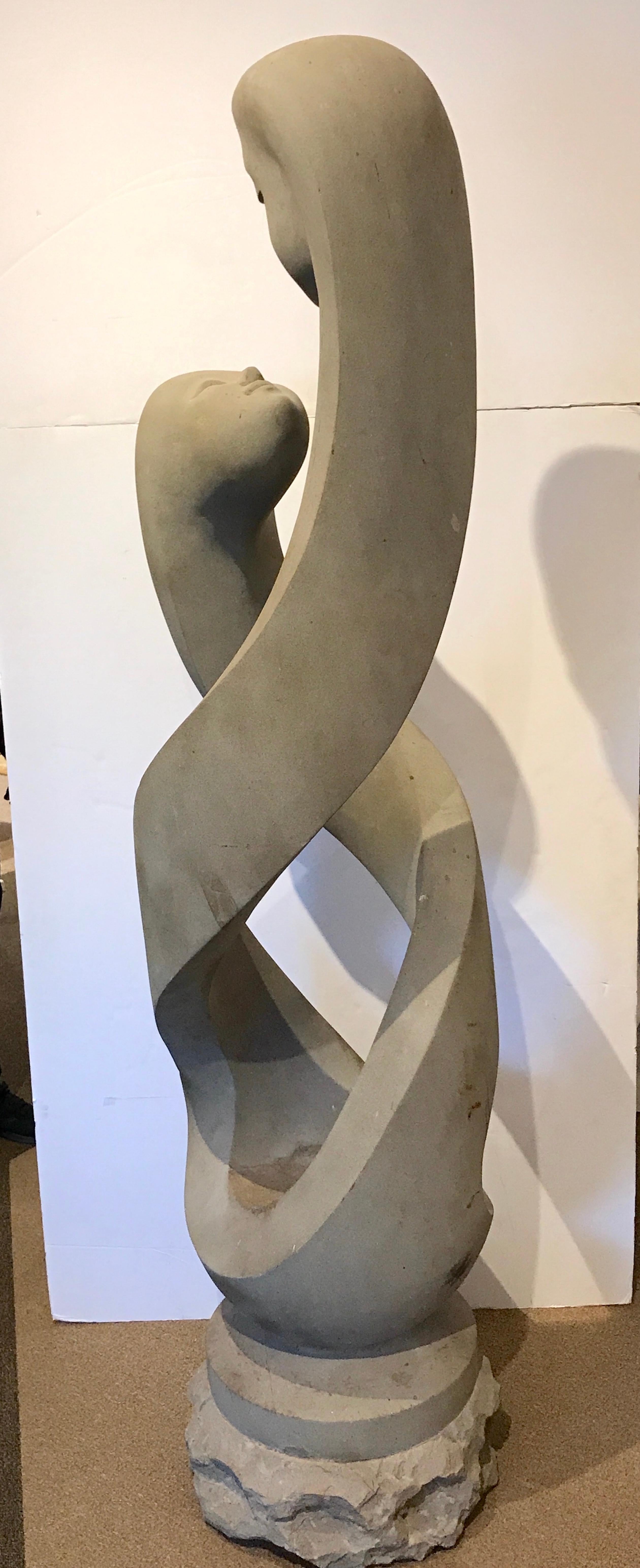 Monumental Modern Carved Limestone Spiral Sculpture 3