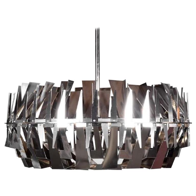 Monumental Modern Chrome Chandelier by Design Institute of America, USA, 1970 For Sale