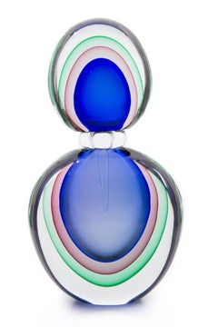 Monumental Modern Luigi Onesto Murano Sommerso Glass Decanter/Bottle/Perfume