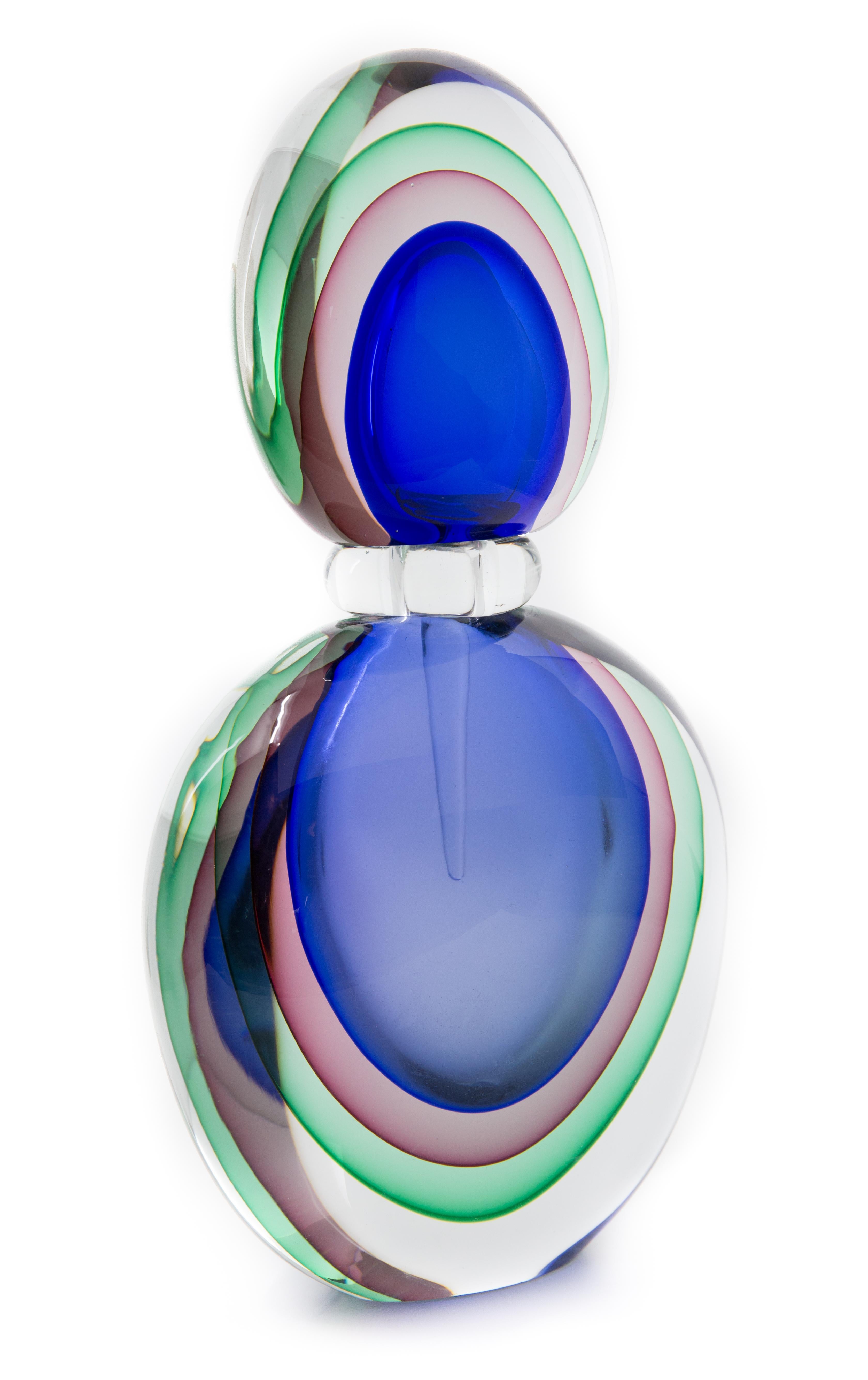 Monumental Modern Luigi Onesto Murano Sommerso Glass Decanter/Bottle/Perfume In Good Condition In Hudson, NY