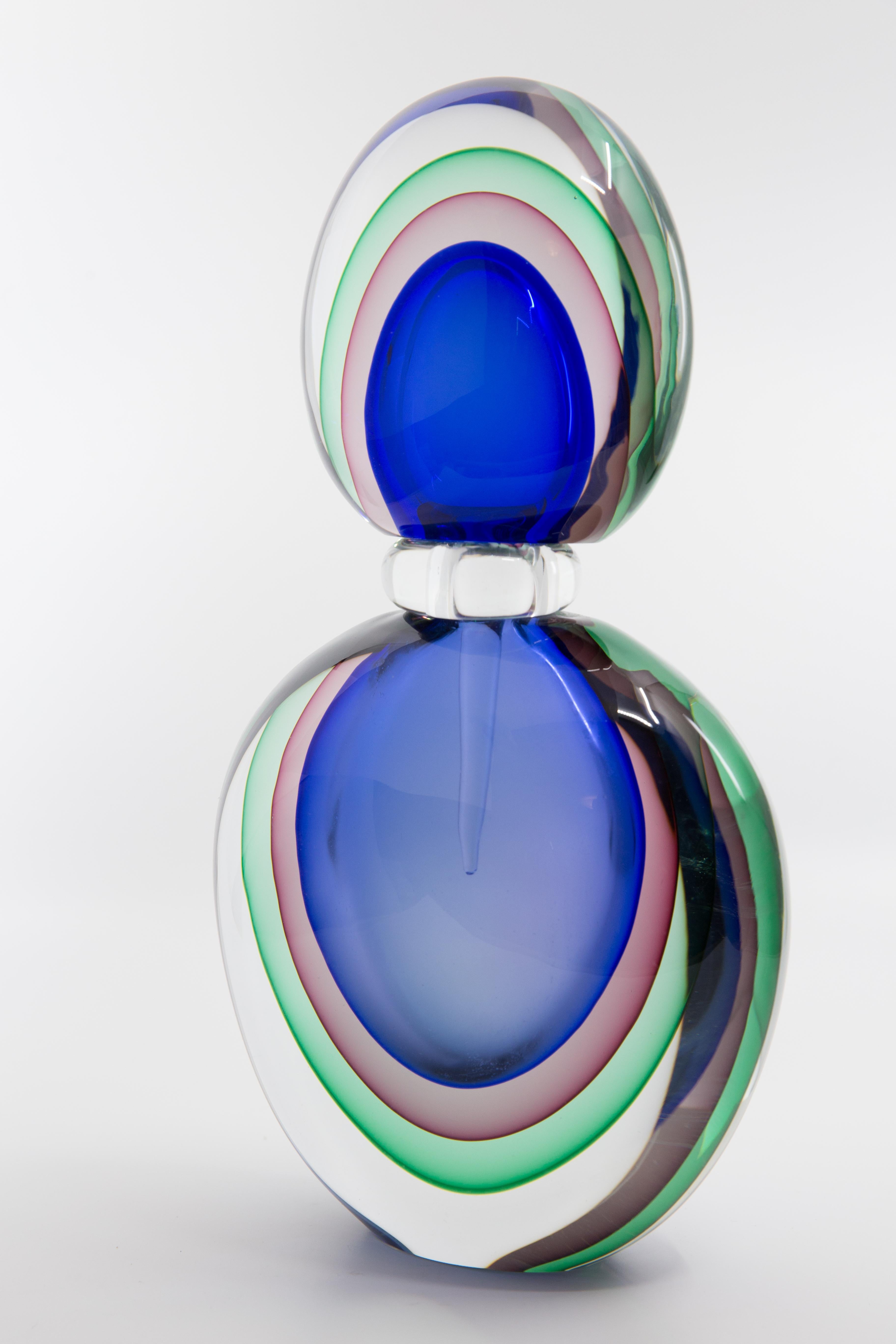 20th Century Monumental Modern Luigi Onesto Murano Sommerso Glass Decanter/Bottle/Perfume