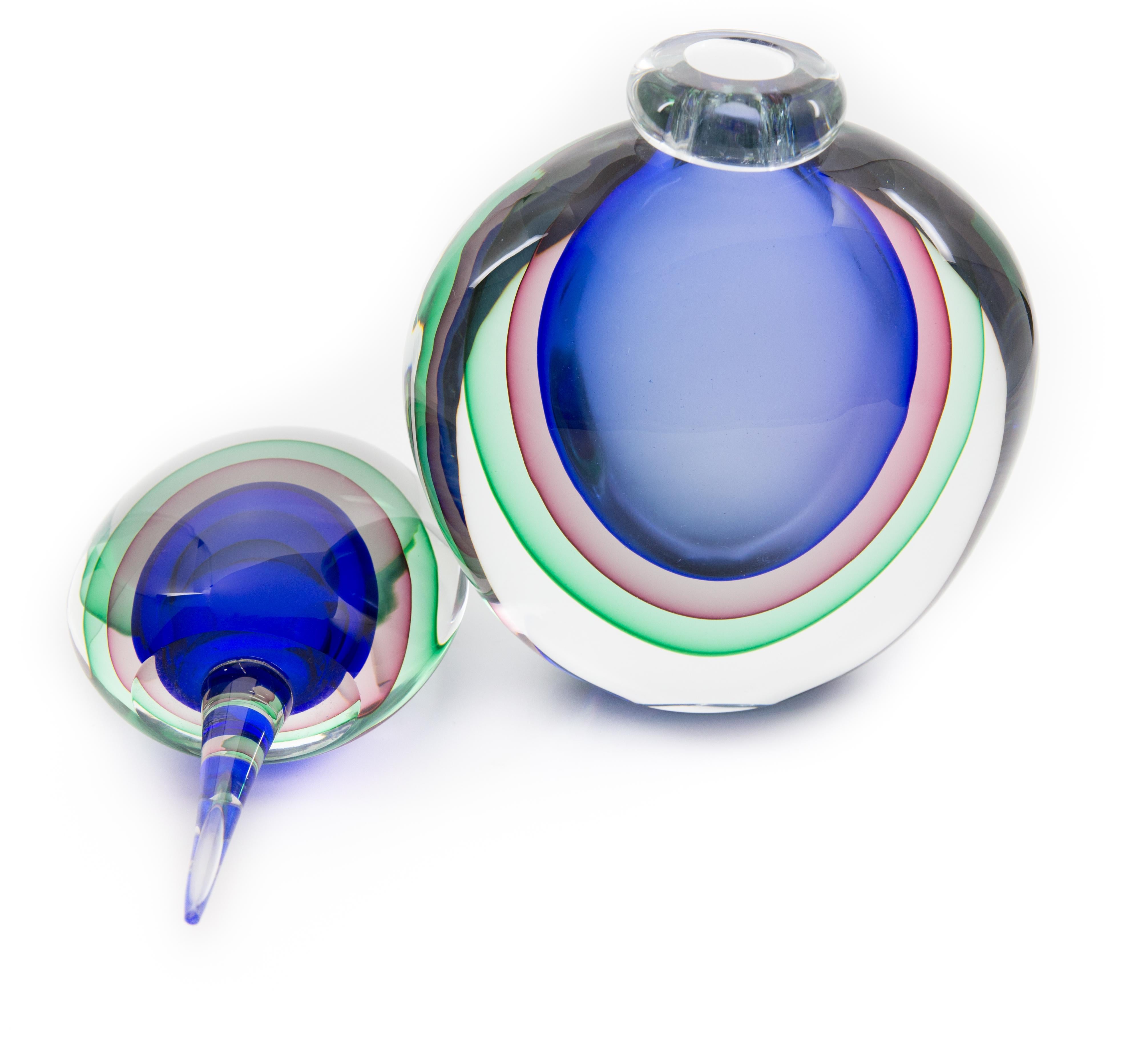 Monumental Modern Luigi Onesto Murano Sommerso Glass Decanter/Bottle/Perfume 2