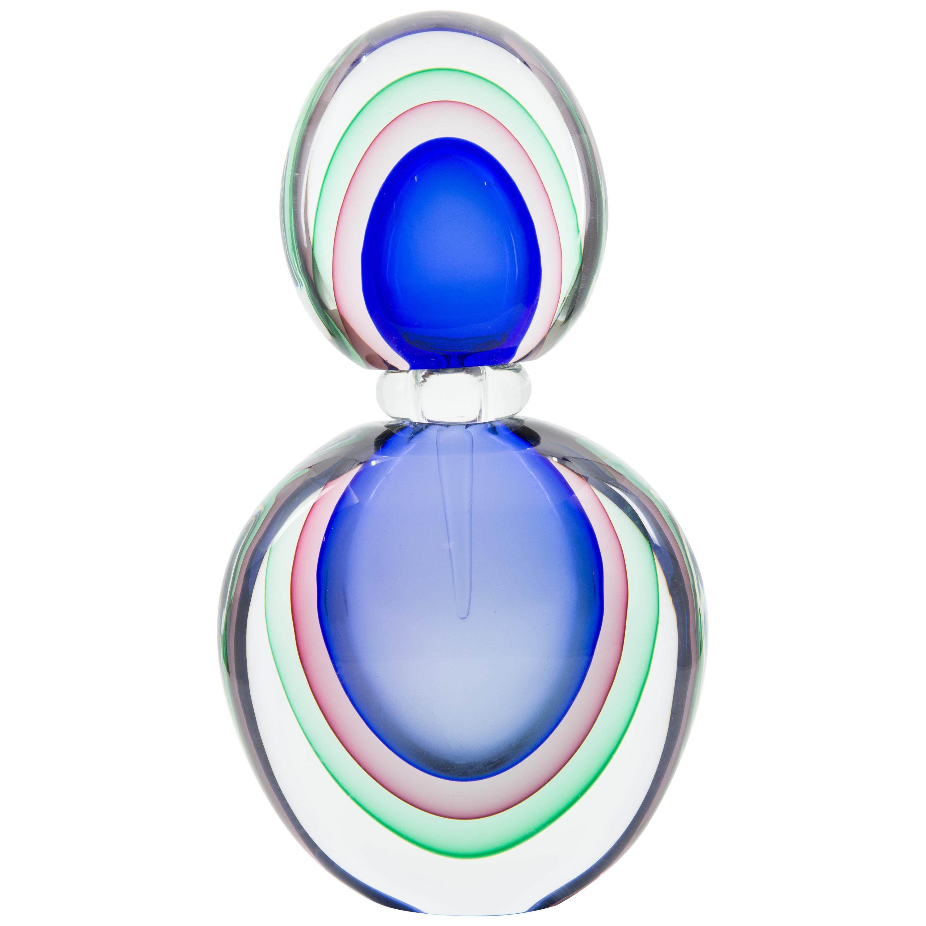 Monumental Modern Luigi Onesto Murano Sommerso Glass Decanter/Bottle/Perfume