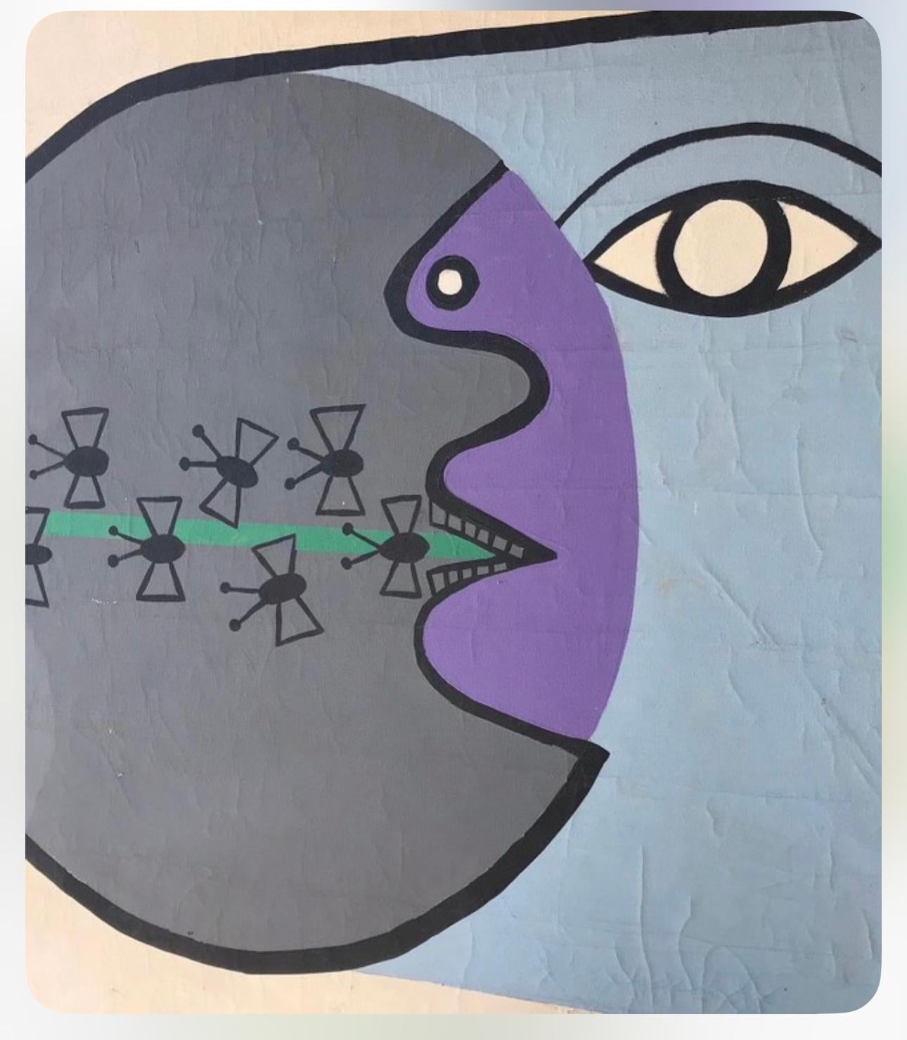 Hand-Painted Monumental Modern , Surrealist Oil Painting by Barton Lidice Benes For Sale