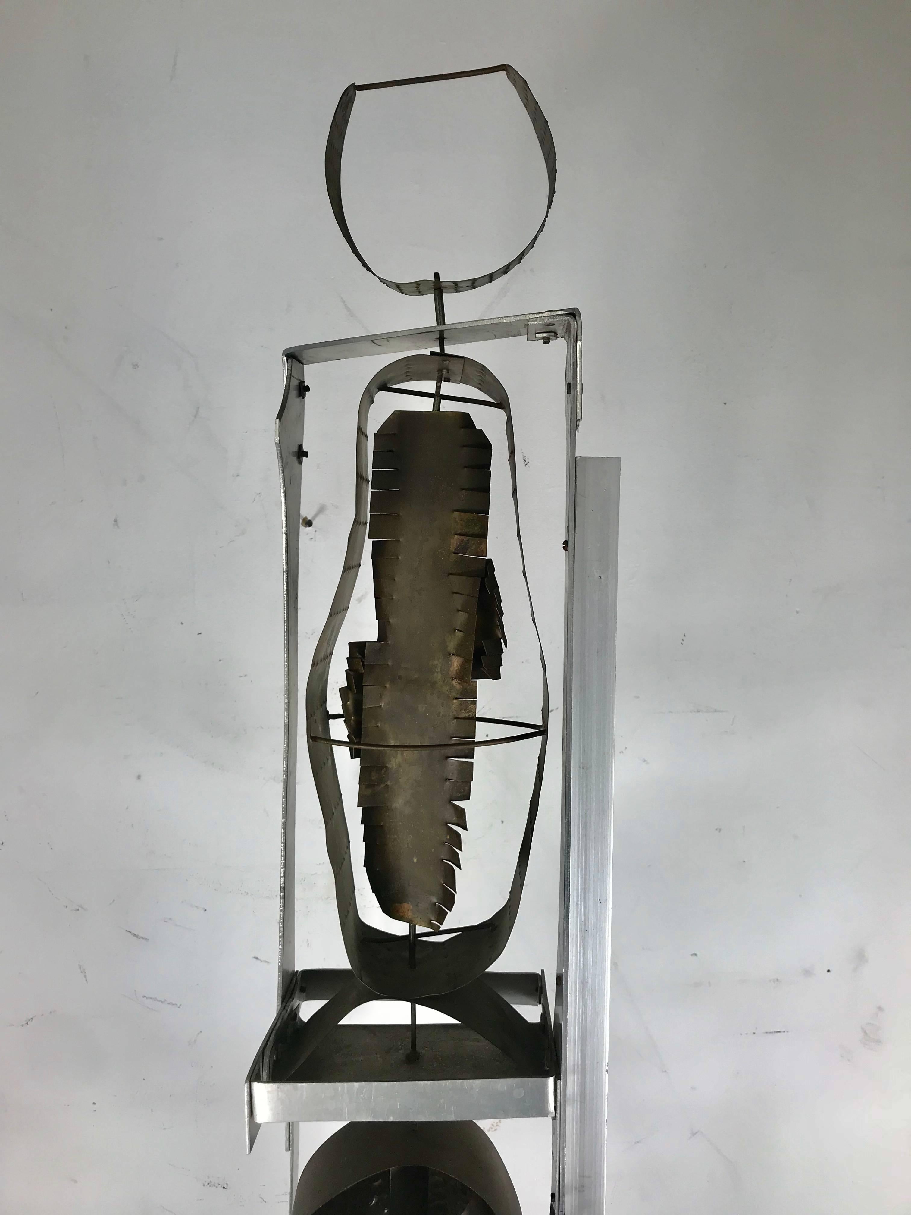 Late 20th Century Monumental Modernist Mixed Metal Kinetic Floor Sculpture by Irving Lehman For Sale