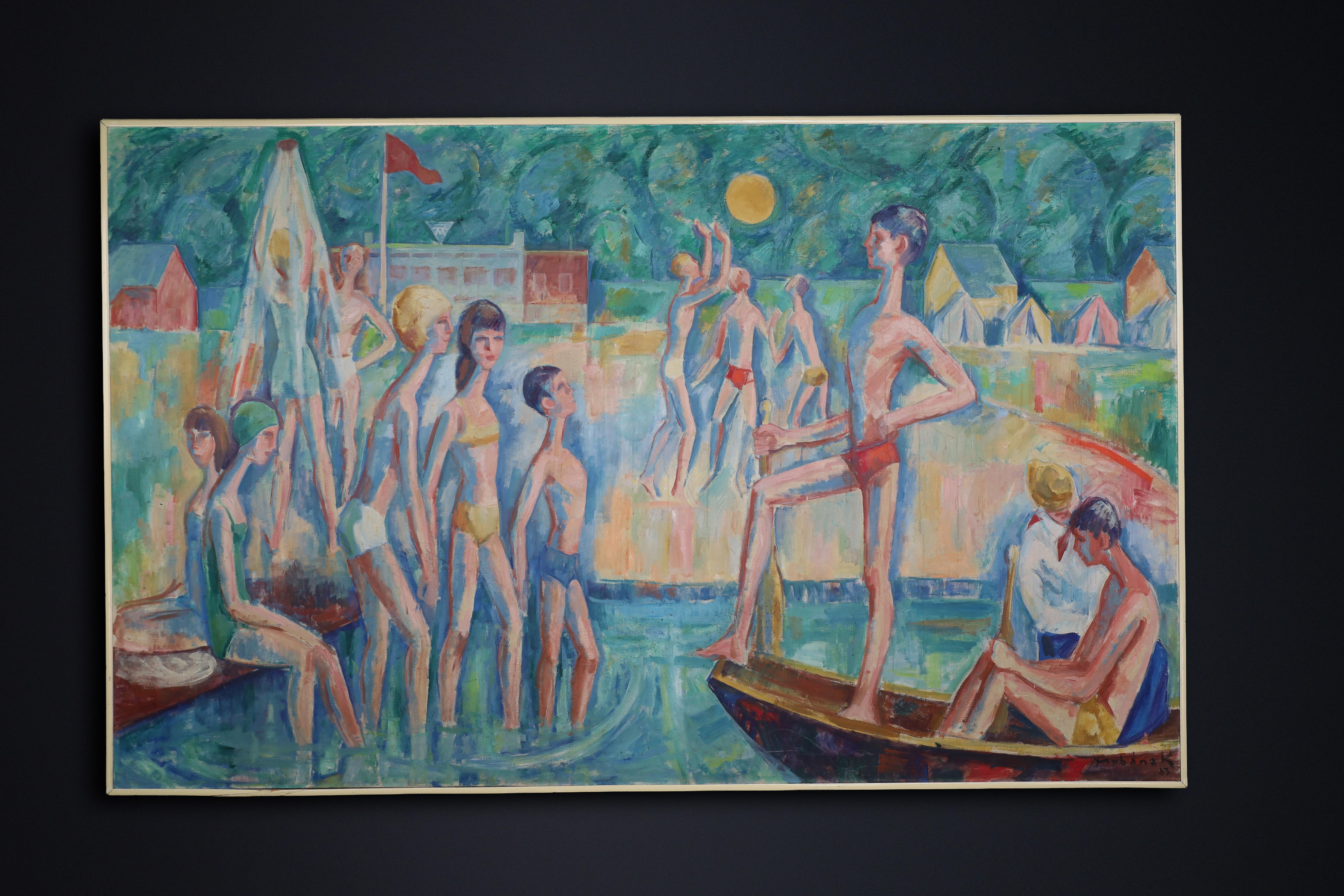 Monumentales modernistisches Gemälde 