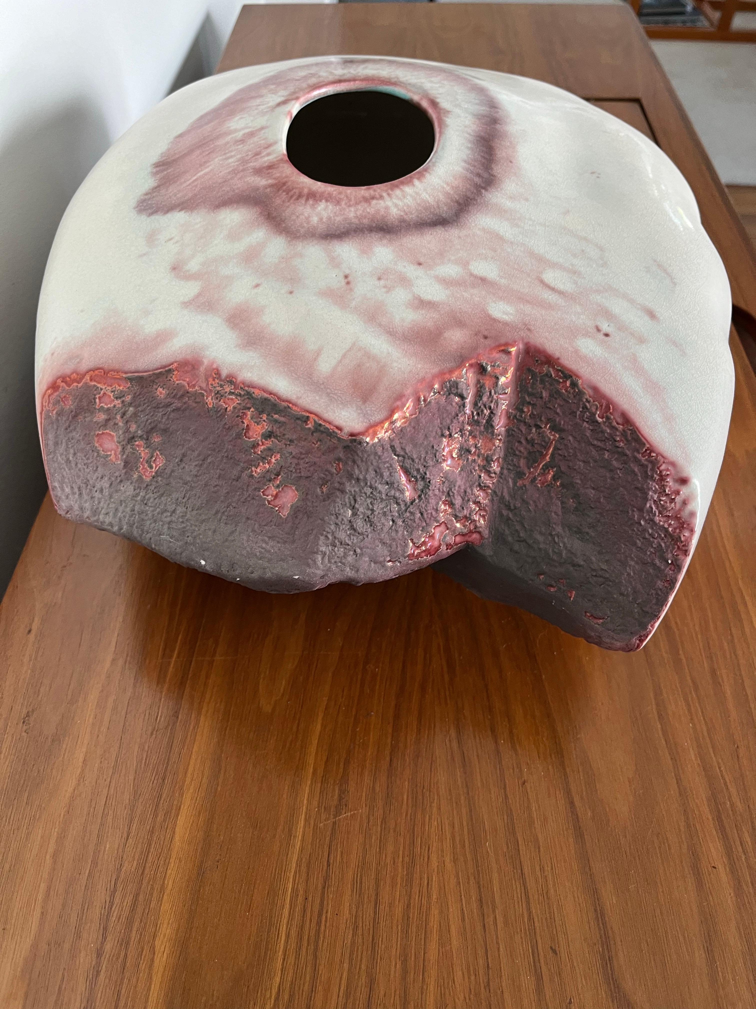 Vase monumental moderniste en raku de Tony Evans en vente 3