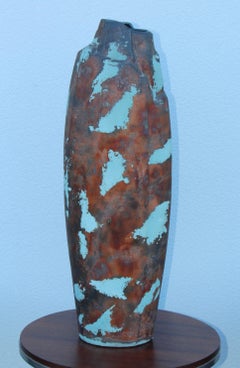 Monumental Modernist Raku Vase by Tony Evans