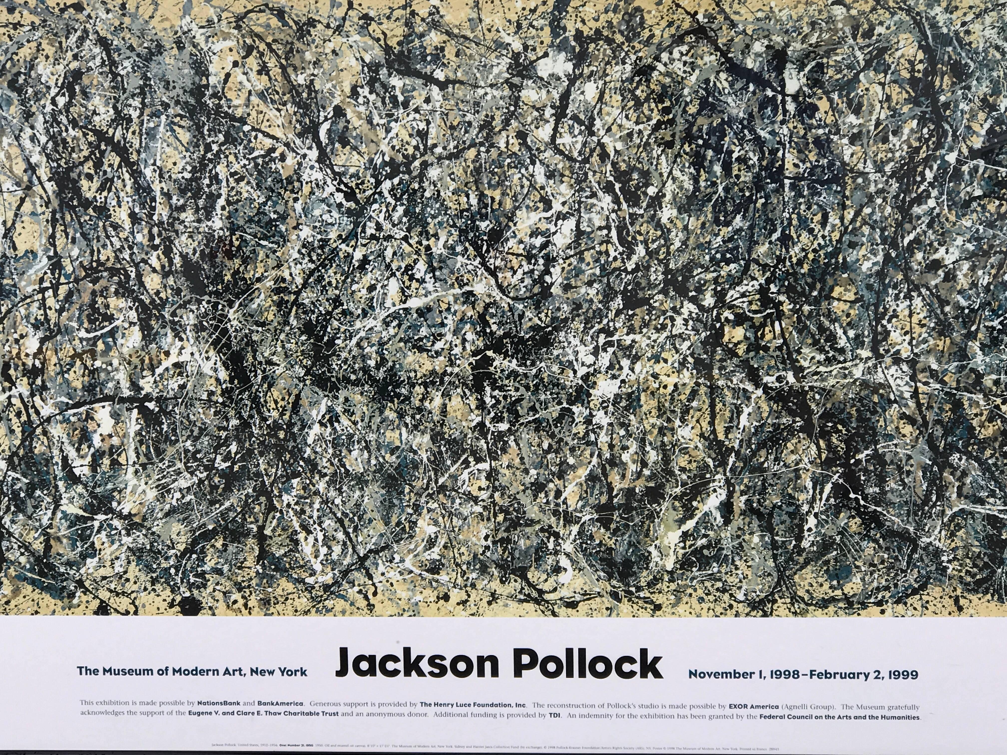 Français Affiche de lithographie monumentale de l'exposition Jackson Pollack du MOMA, 1998-1999
