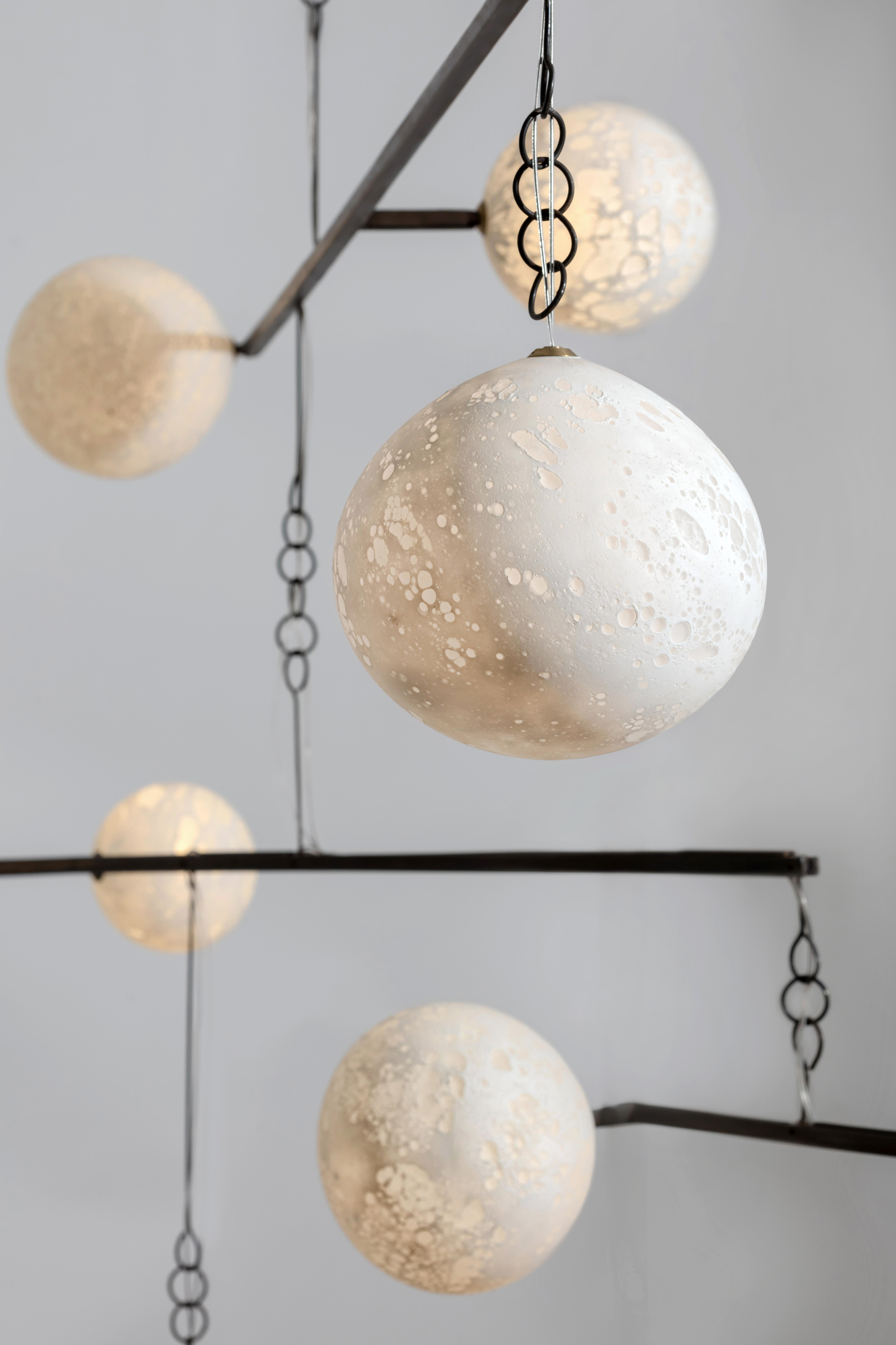 Post-Modern Monumental Moon Pendant Mobile Light, Ludovic Clément D’armont For Sale