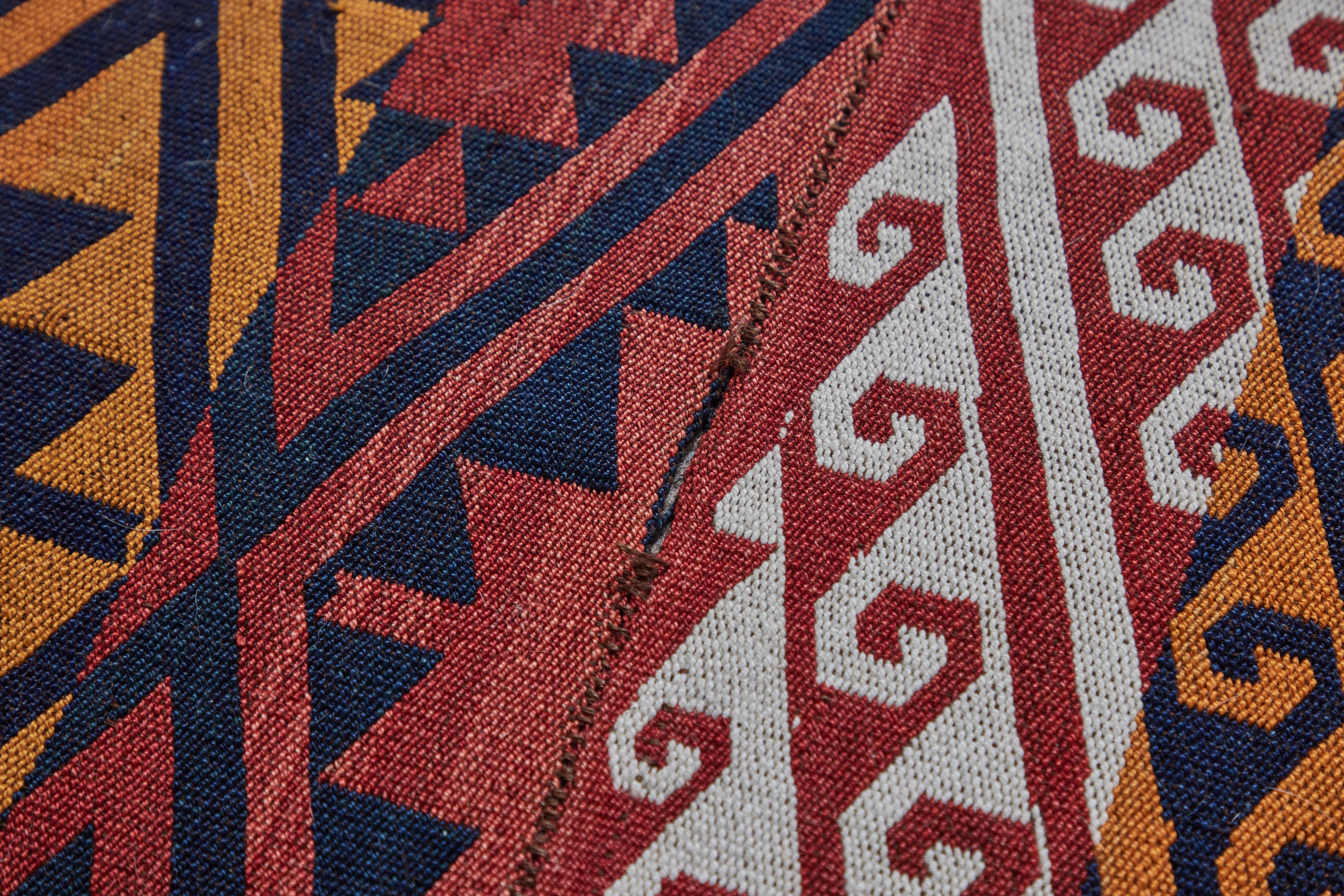 Monumental Moroccan Berber Flat Weave Geometric Rug, circa 1960s For Sale 4