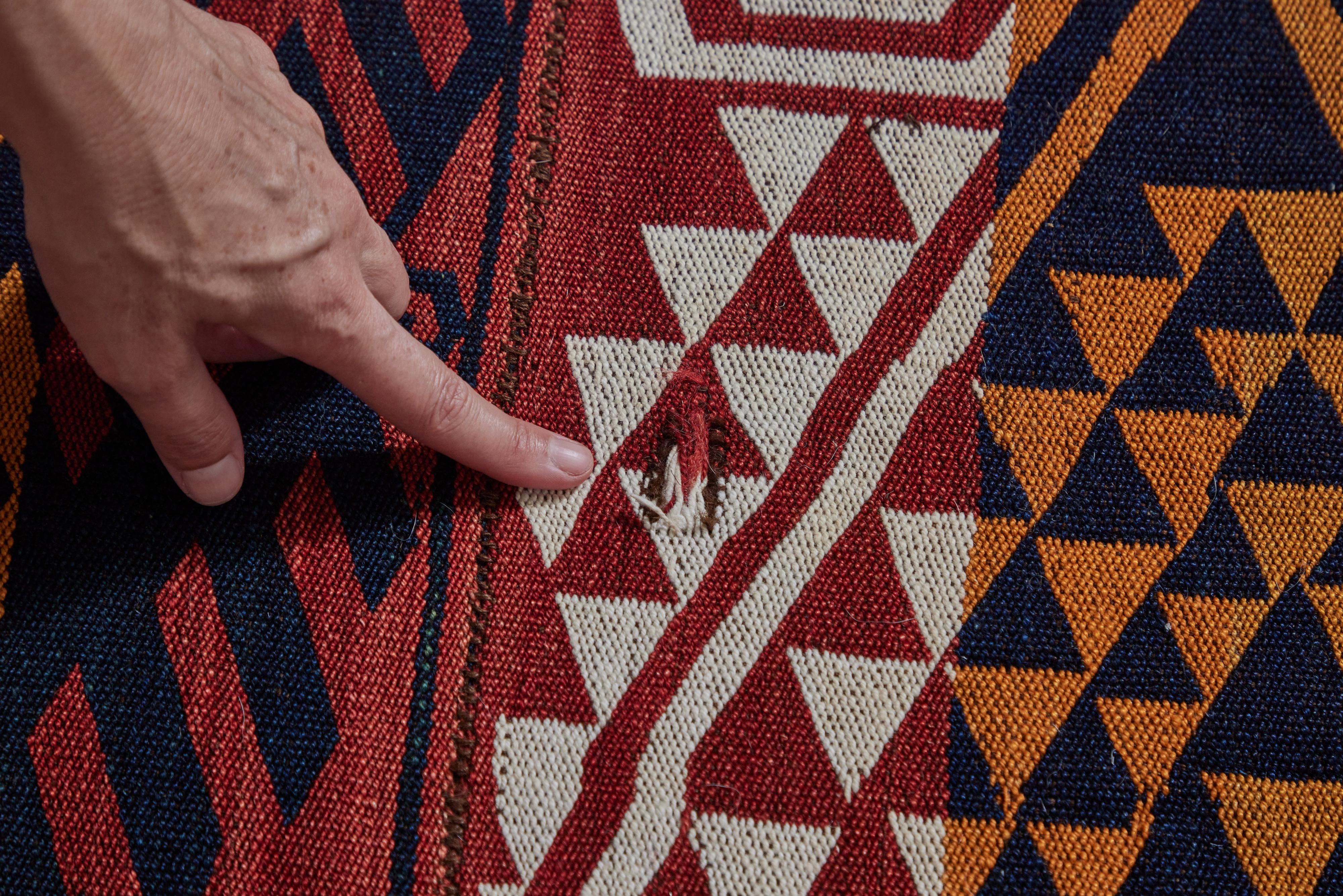 Monumental Moroccan Berber Flat Weave Geometric Rug, circa 1960s For Sale 9