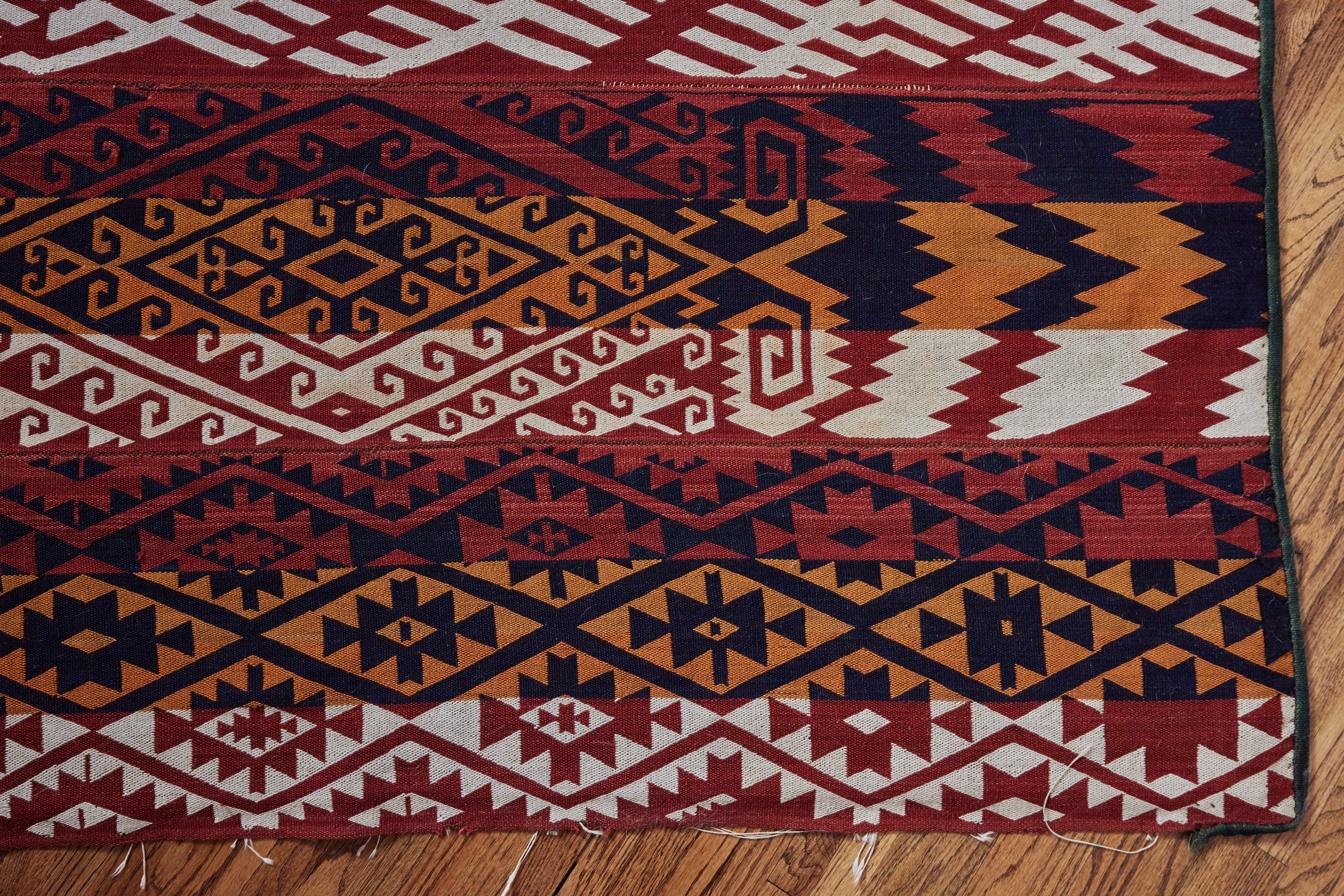 Monumental Moroccan Berber Flat Weave Geometric Rug, circa 1960s In Good Condition For Sale In Glendale, CA