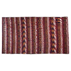Retro Monumental Moroccan Berber Flat Weave Geometric Rug, circa 1960s