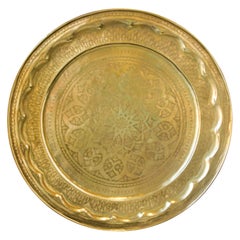 Monumental Moroccan Moorish Brass Tray Platter