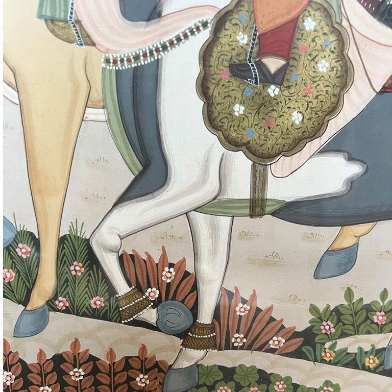 Monumental Mughal Framed Rajasthani Painting of Maharaja on Horseback - India  For Sale 2