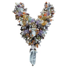 Collana monumentale con perline a più pietre 925