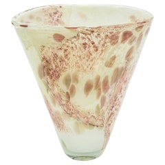 Monumental Murano Avem off White, Tan, Copper Glass Vase/ Vessel Italian Vintage