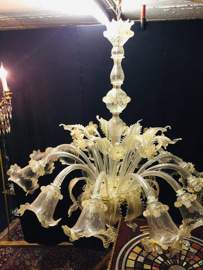 Art Nouveau Monumental Murano Chandelier 12 Arms Made in Italy, Hand Blown and Handcrafted