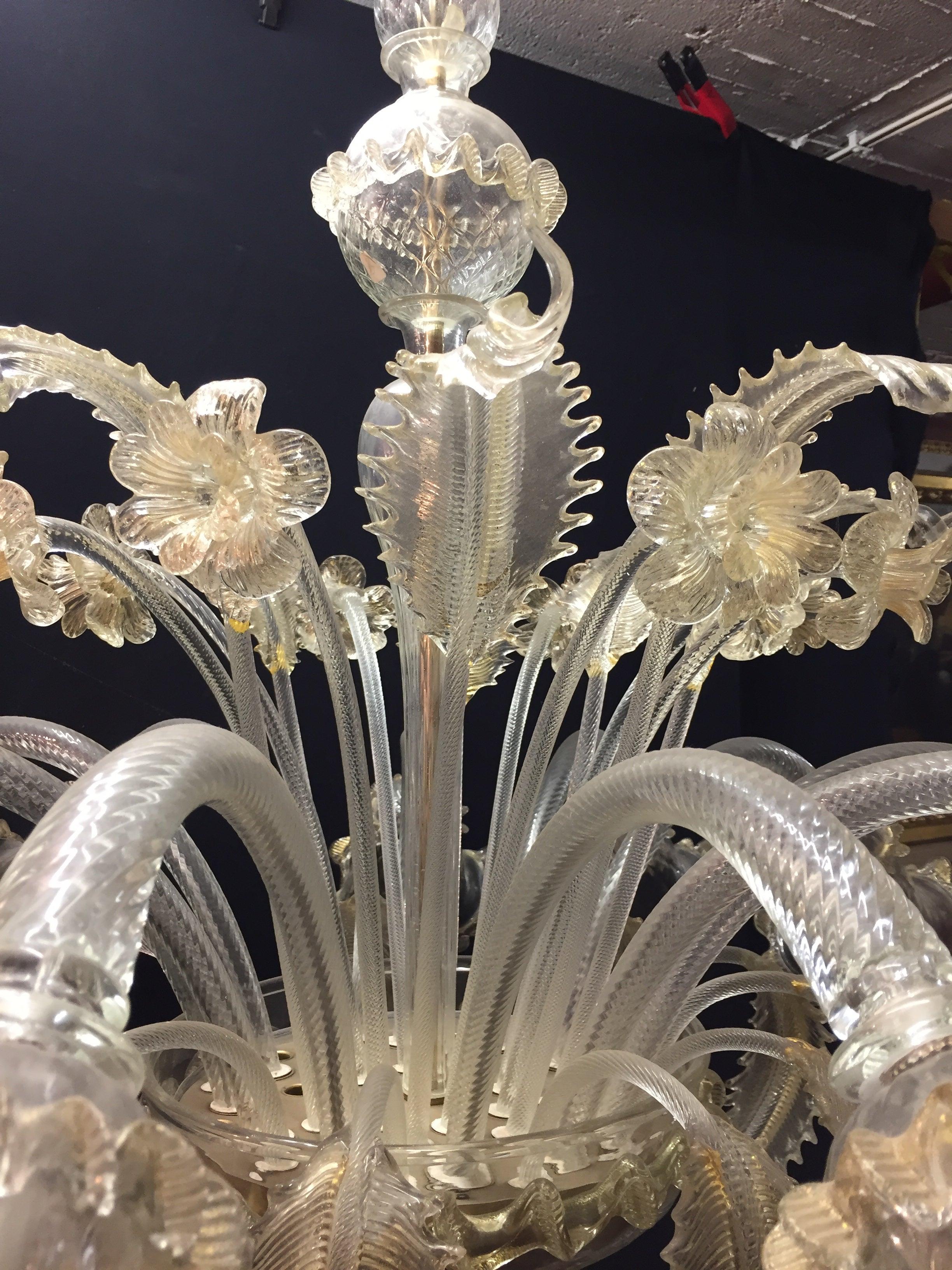 Italian Monumental Murano Chandelier 12 Arms Made in Italy, Hand Blown and Handcrafted For Sale