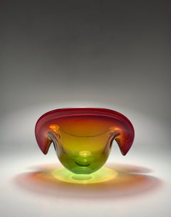 Monumental Murano Clamshell Glass Bowl by Seguso Dalla Venezia