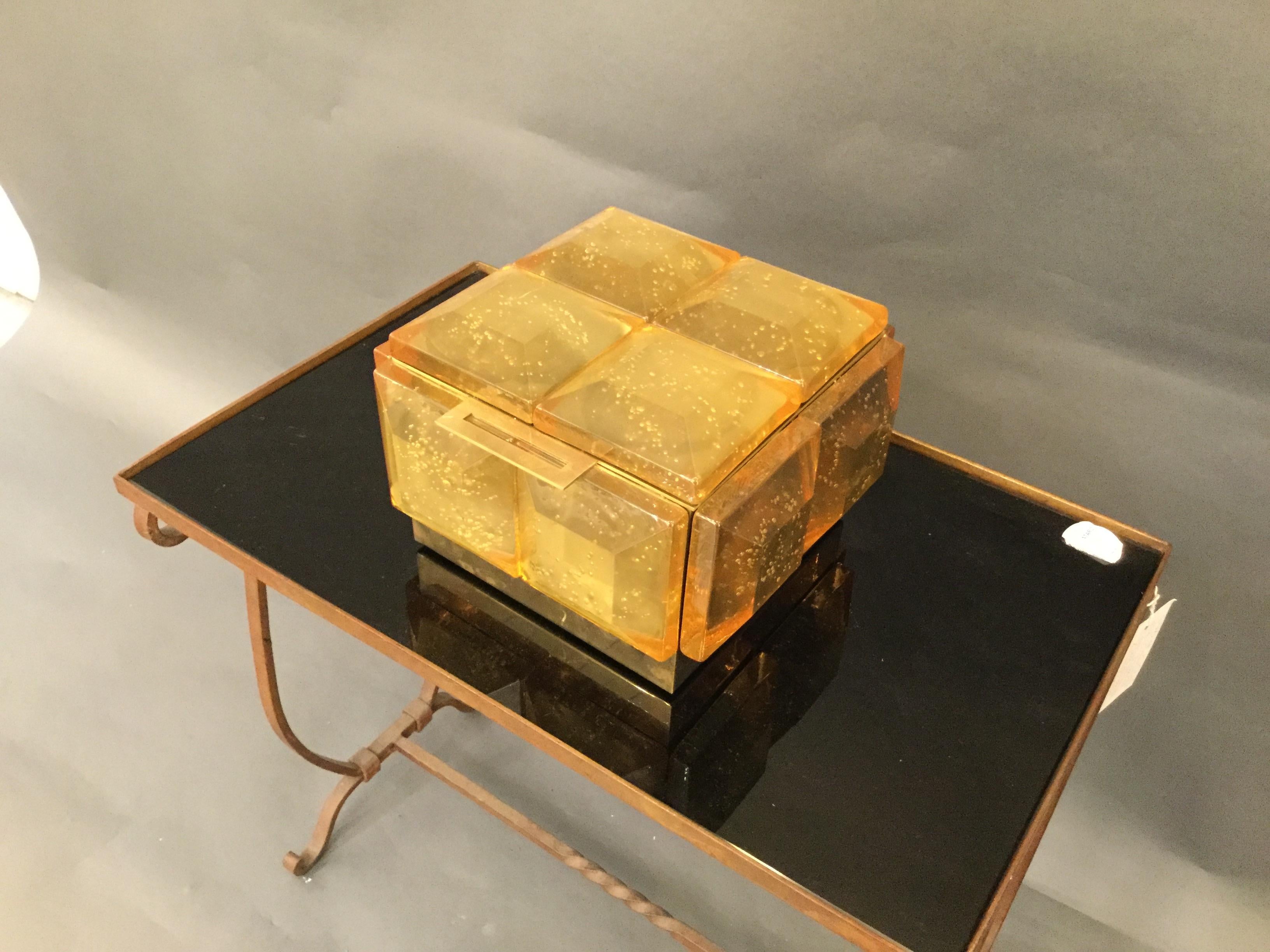 Modern Amber Murano Glass Box