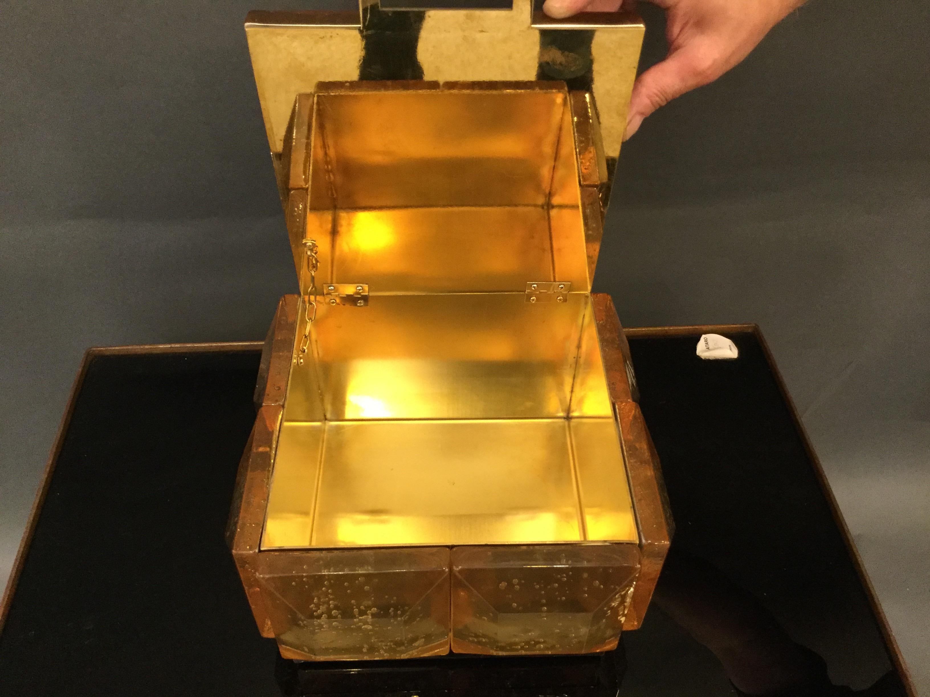 Italian Amber Murano Glass Box
