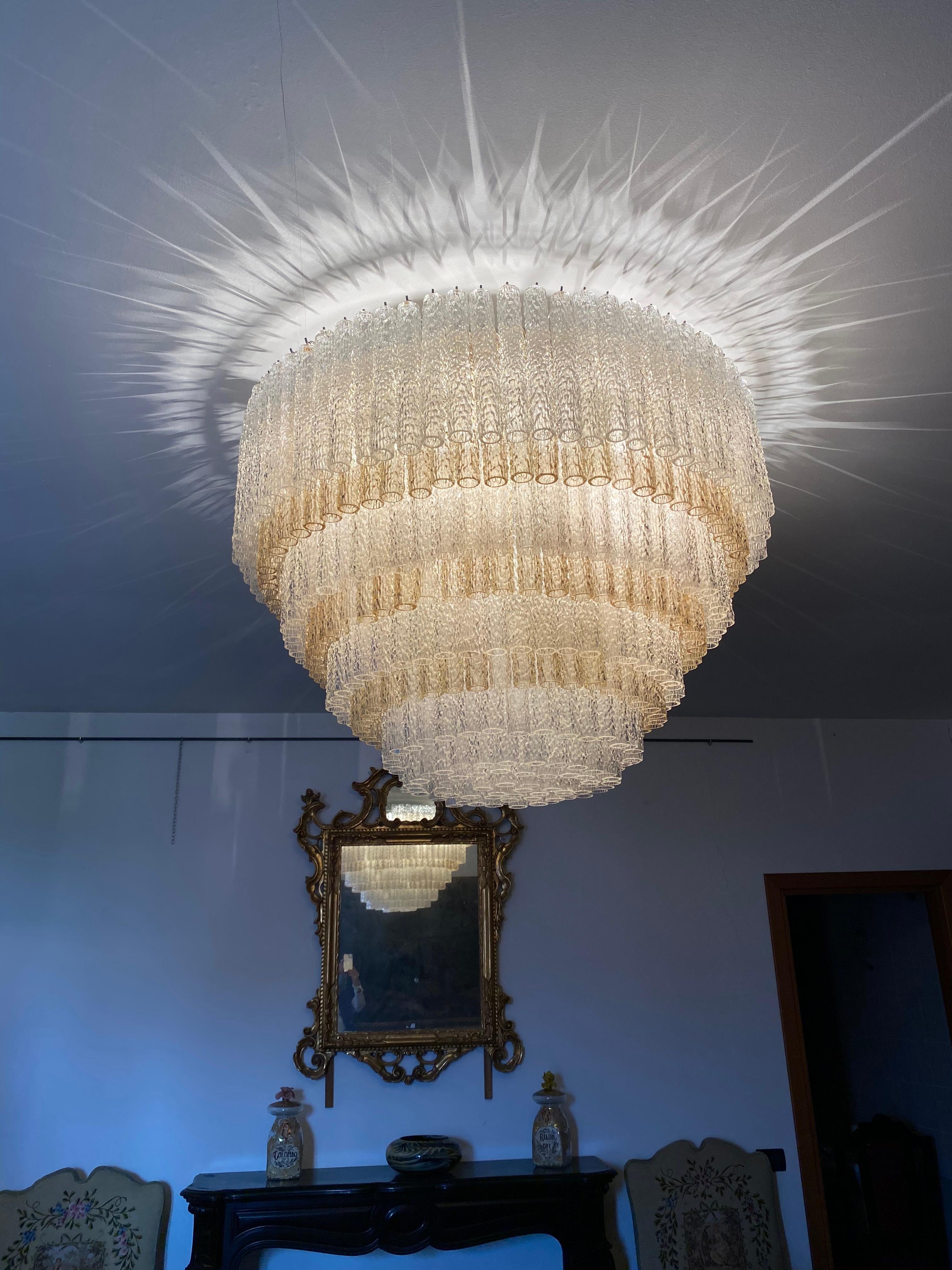 Monumental Murano Glass Chandelier Designed by Gino Poli for Aureliano Toso For Sale 5