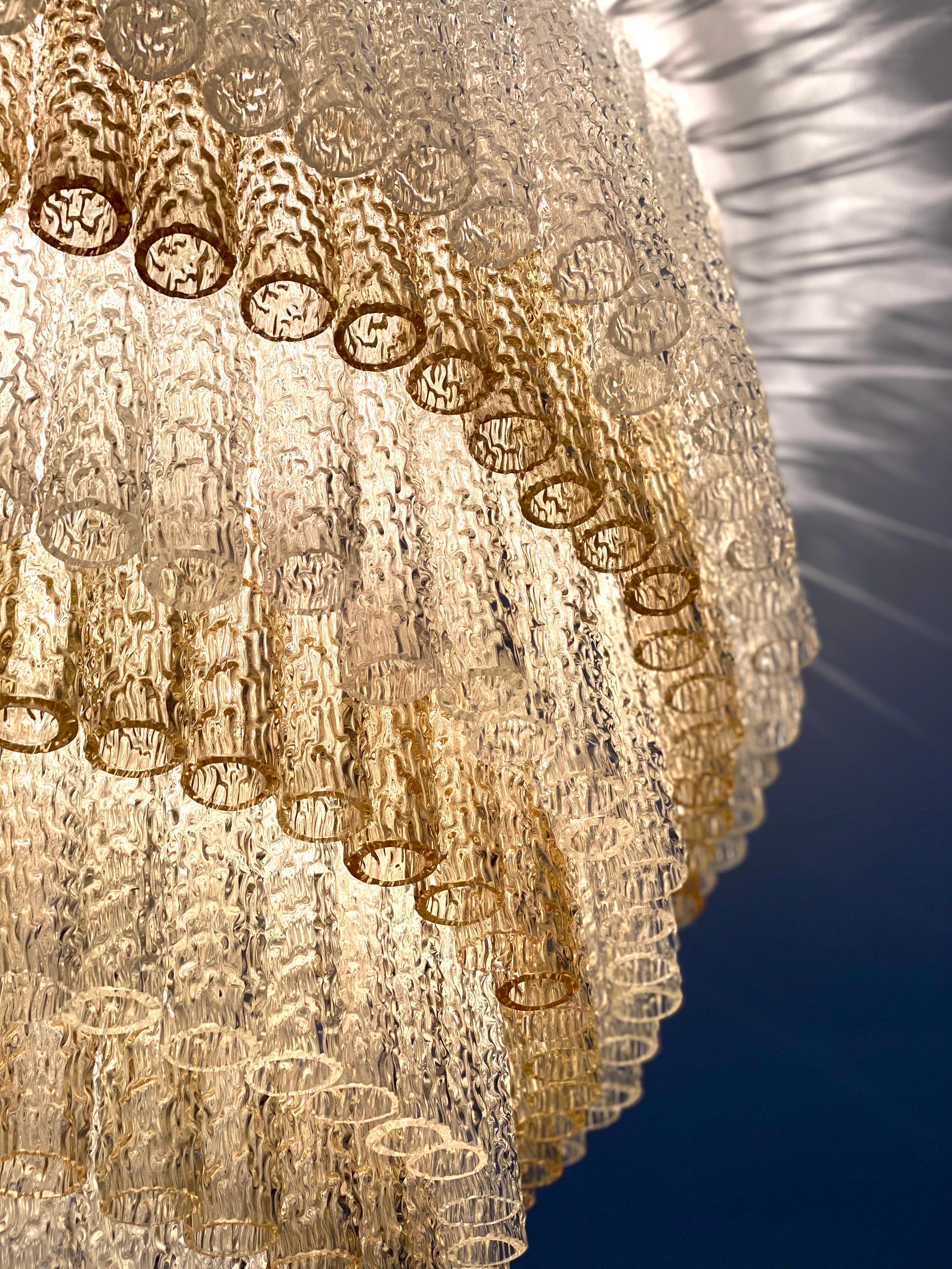 Blown Glass Monumental Murano Glass Chandelier Designed by Gino Poli for Aureliano Toso For Sale