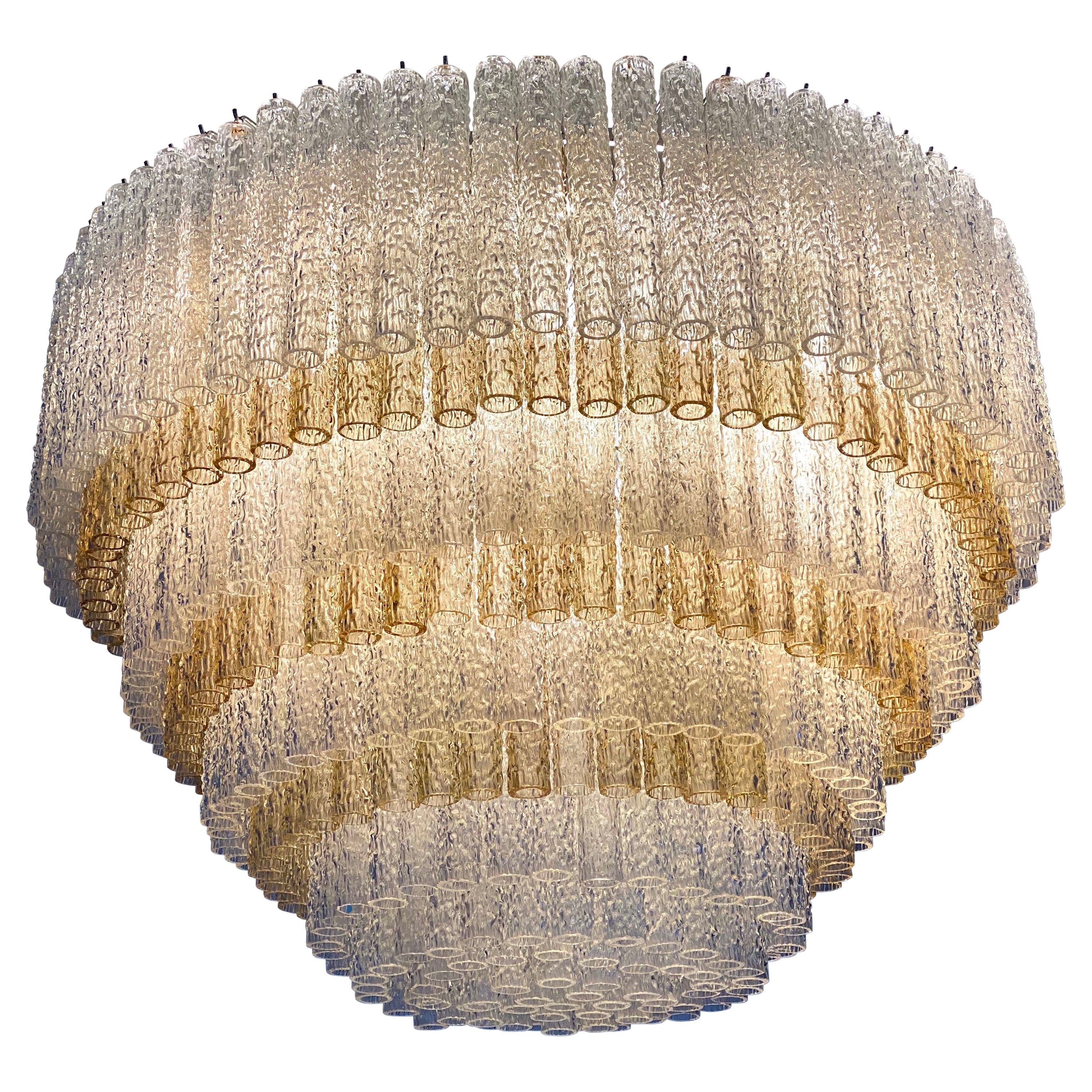 Lampadario monumentale in vetro di Murano disegnato da Gino Poli per Aureliano Toso