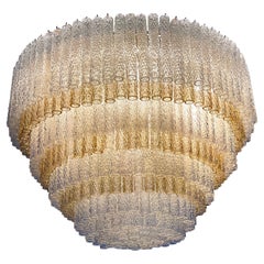 Lampadario monumentale in vetro di Murano disegnato da Gino Poli per Aureliano Toso