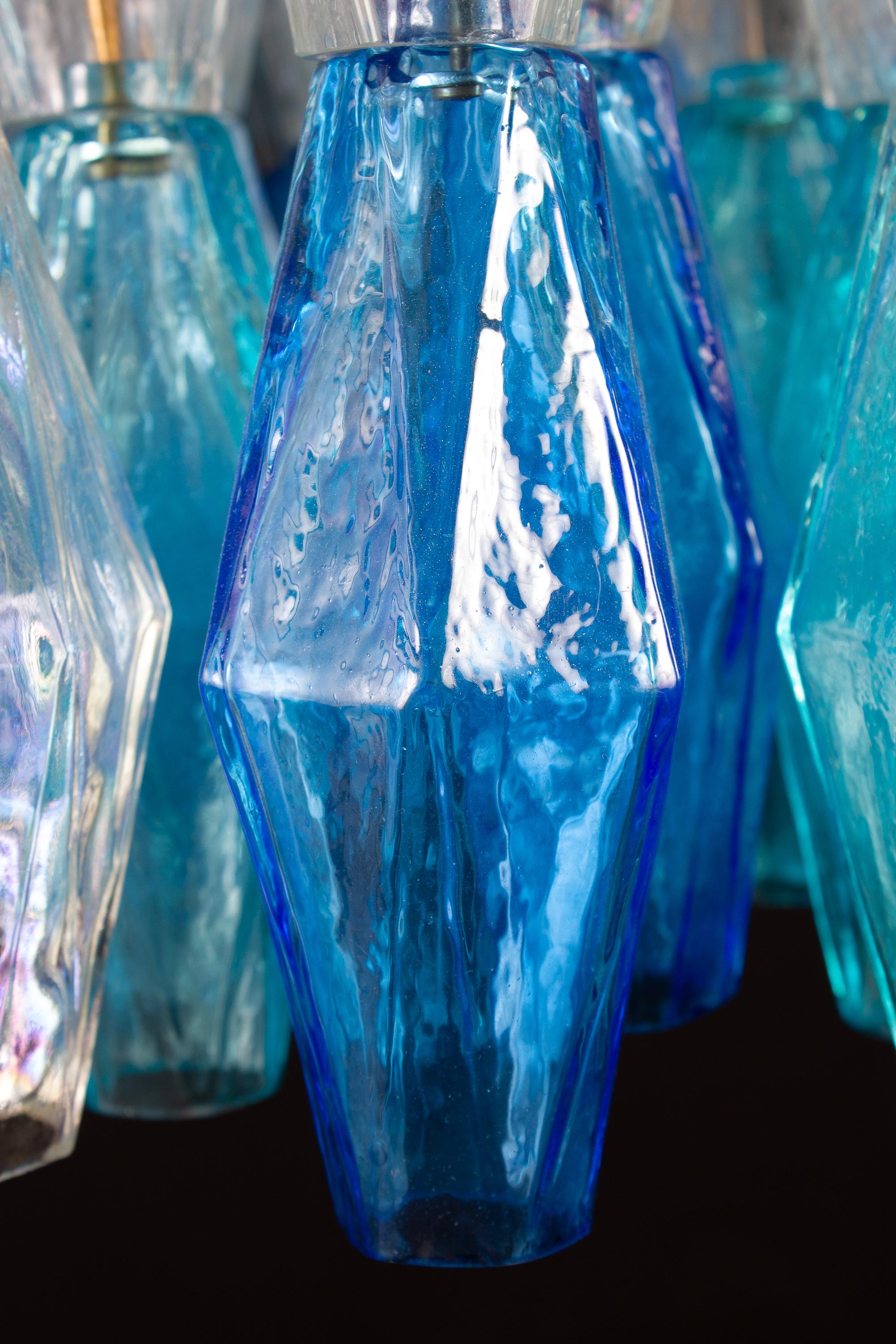 Monumental Murano Glass Sapphire Colored Poliedri Chandelier For Sale 5